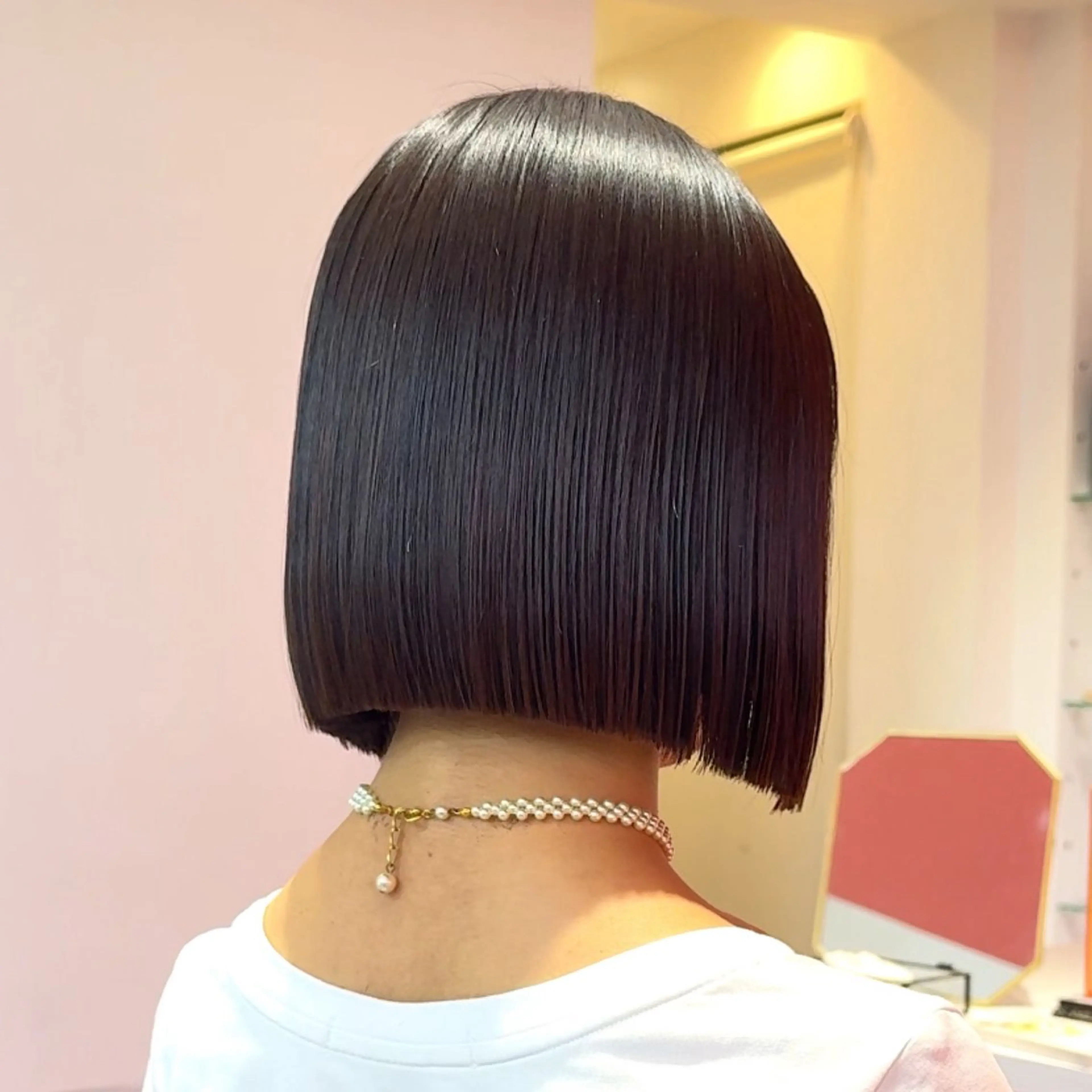 ミディアム カラー カット ヘアカラー 縮毛矯正 トリートメント 山崎/ボブ縮毛矯正 レイヤー髪質改善のヘアスタイル