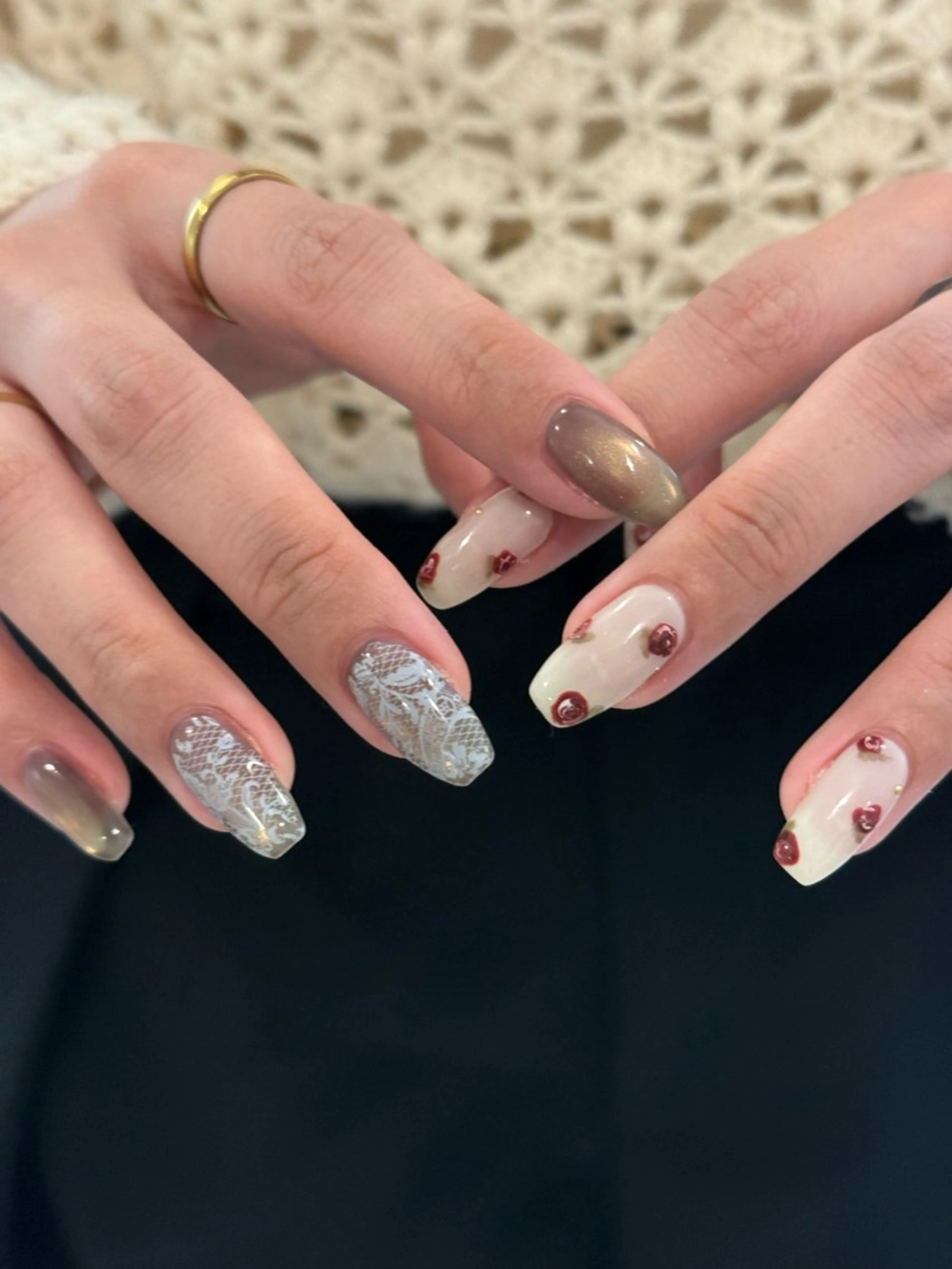 ネイル レース マグネットネイル ニュアンスネイル ハンドネイル nr. nayuのネイルデザイン