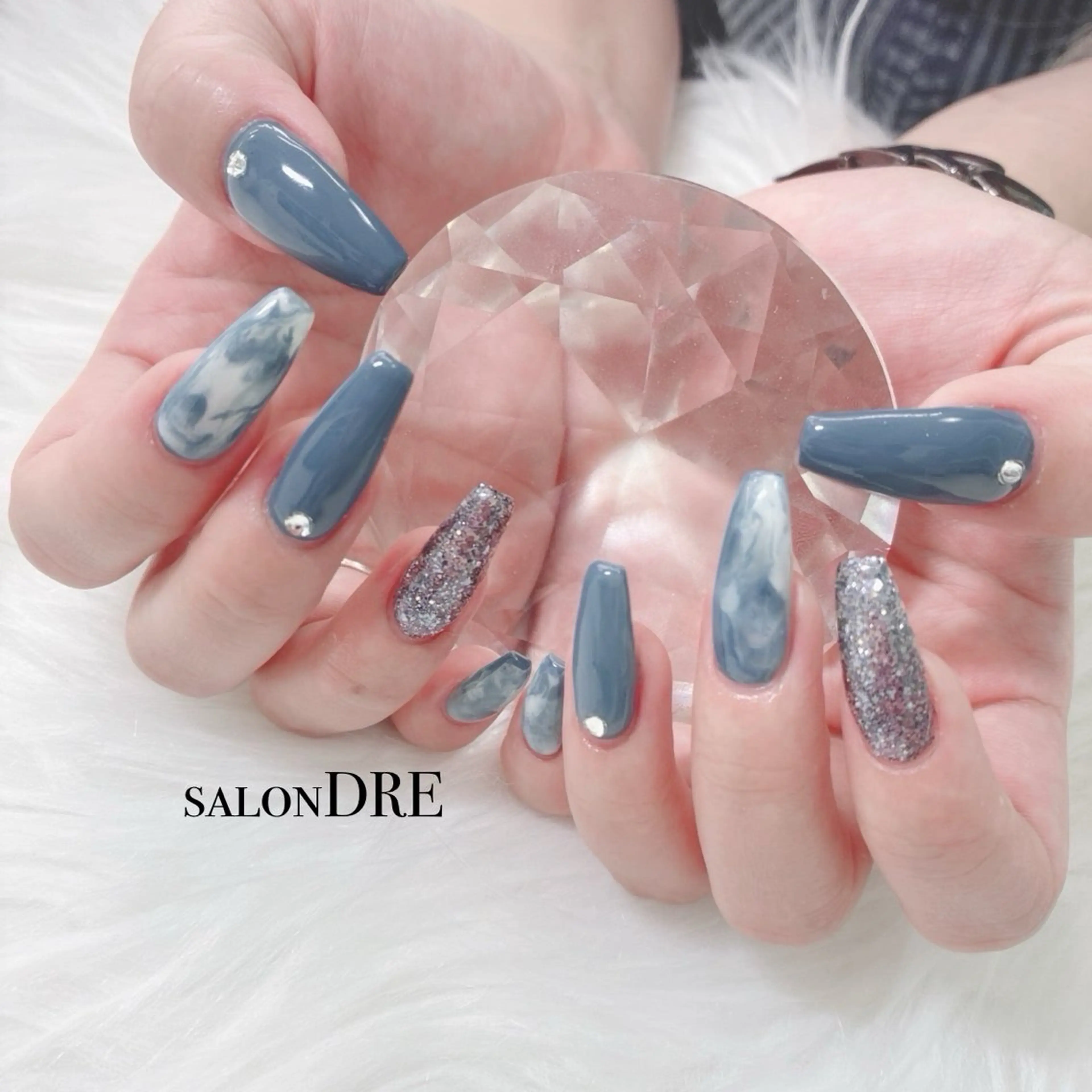 ネイル ブルー ハンドネイル salonDRE AZUSAのネイルデザイン