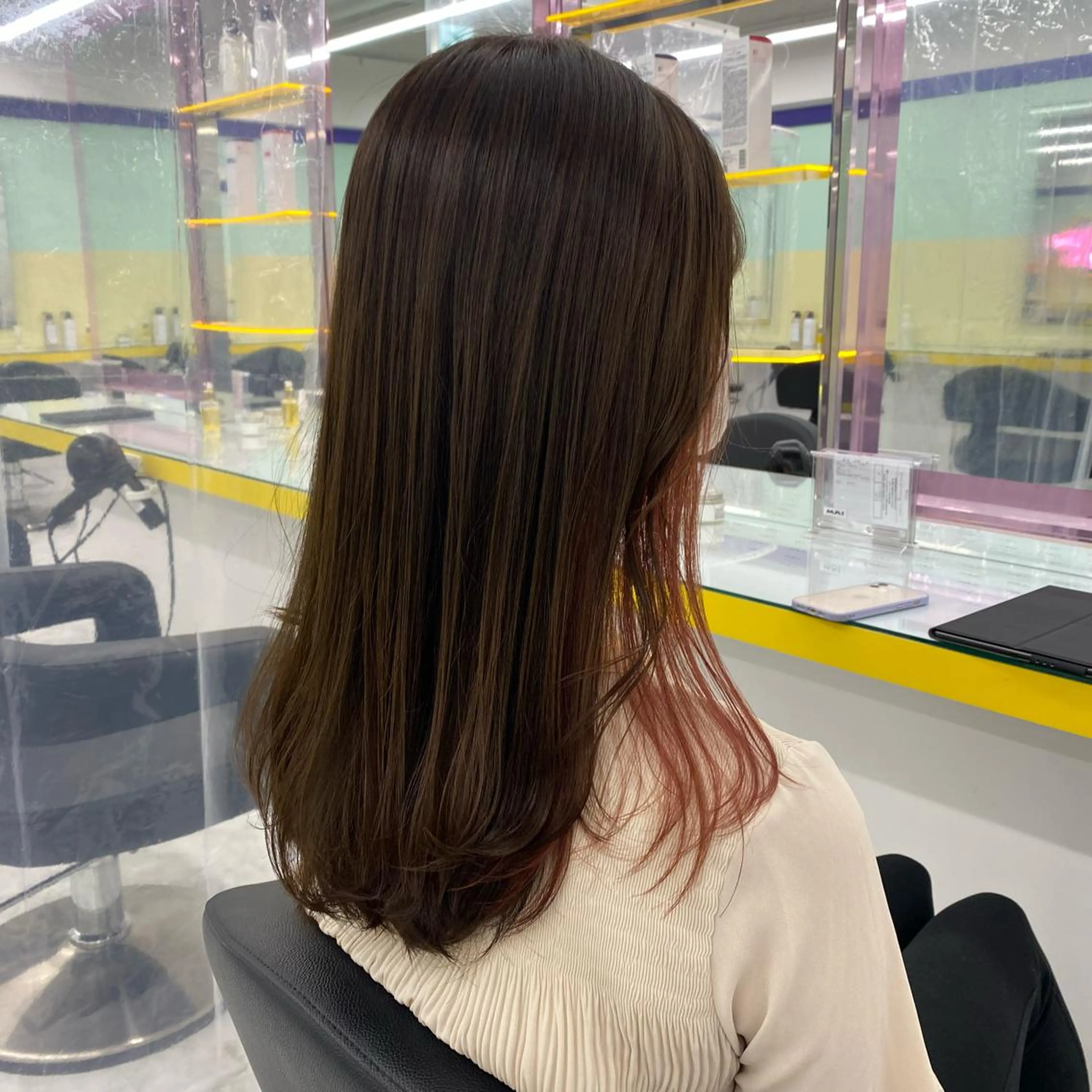 セミロング カラー ヘアアレンジ ヘアカラー トリートメント GOTODAY shair salon 横浜mare店所属・mai🍑暖色カラー /レイヤー💖のヘアスタイル
