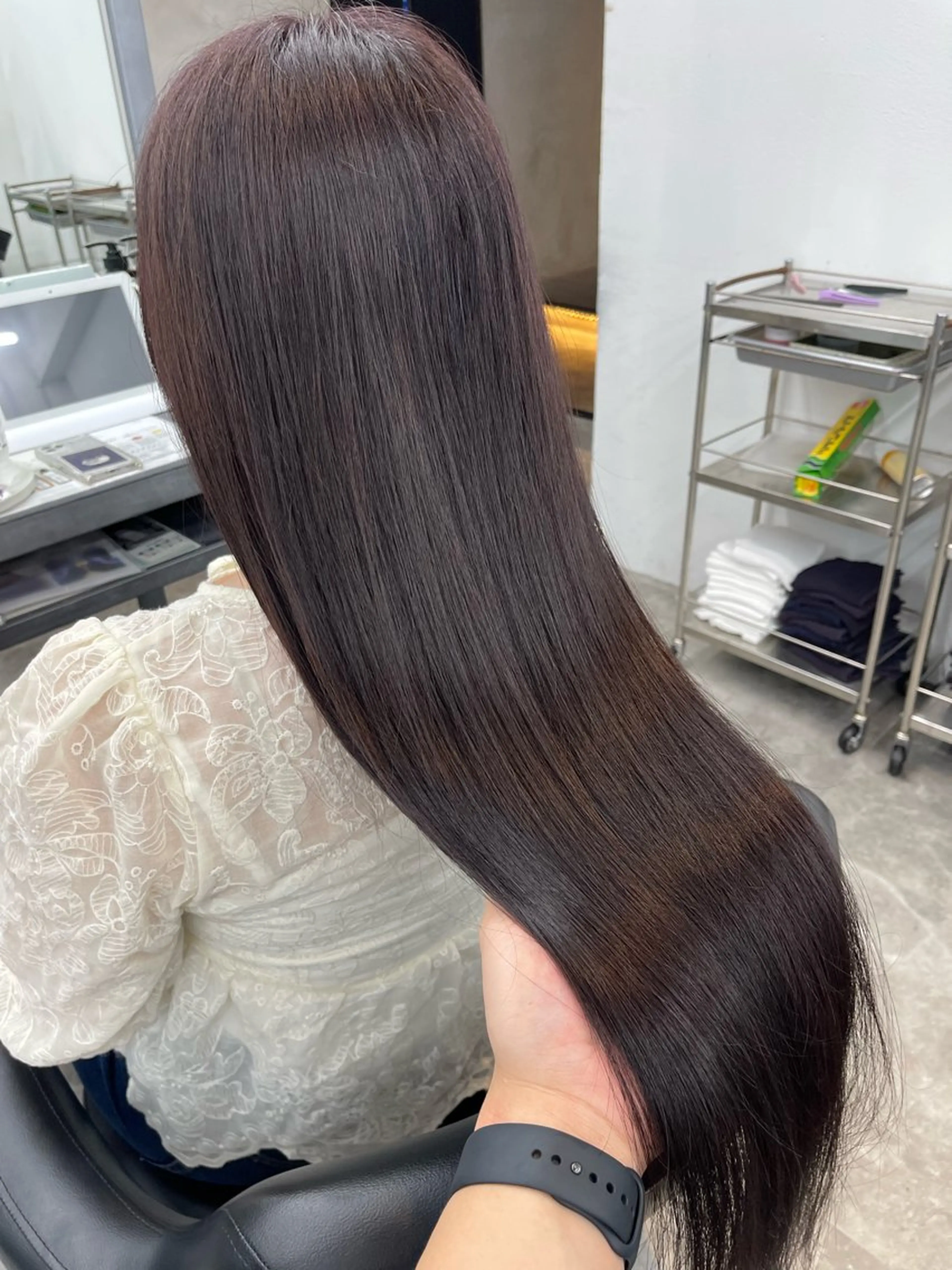 ロング 縮毛矯正 縮毛矯正🐼暖色 根本侑季のヘアスタイル