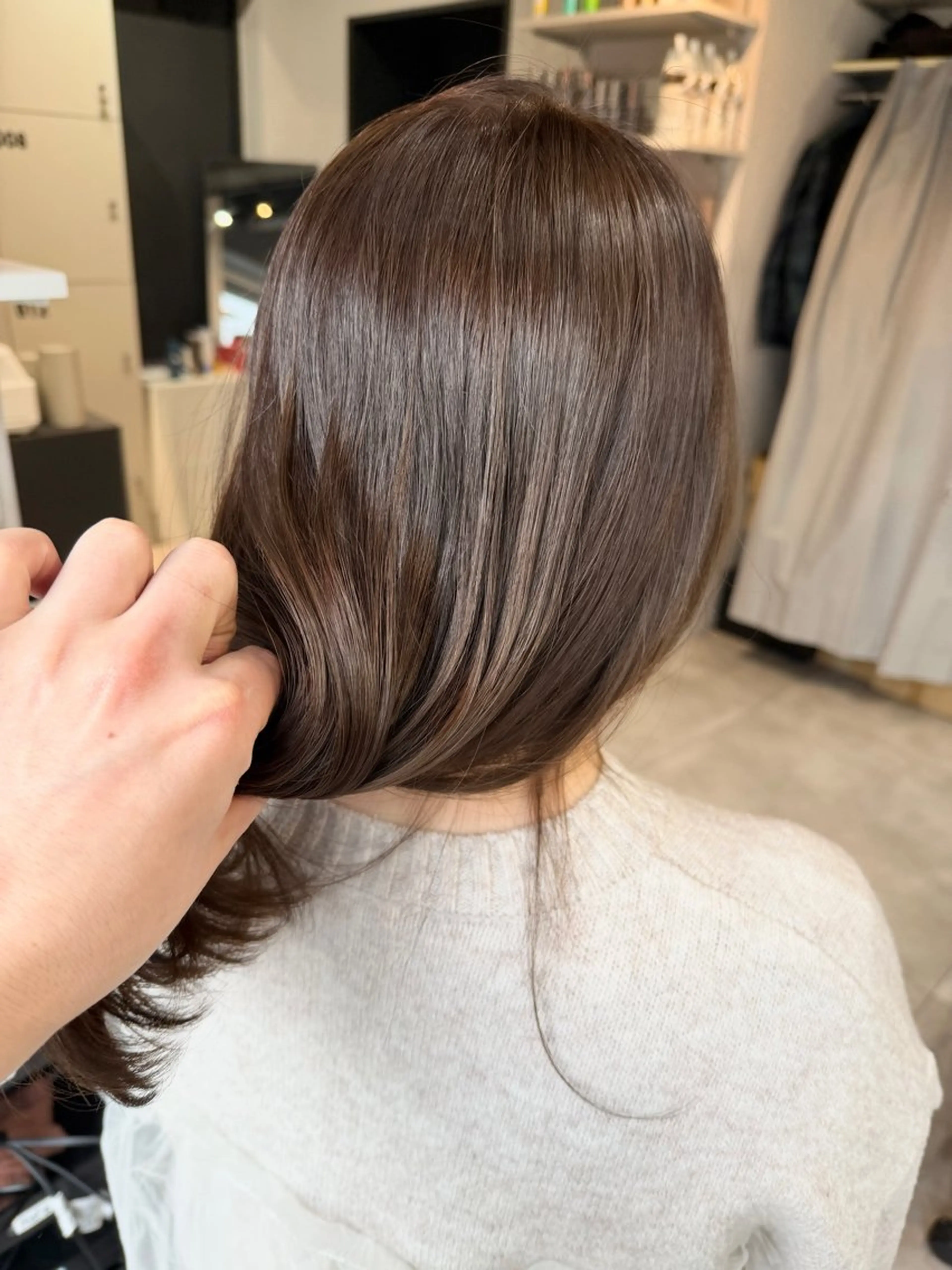 ミディアム カット ヘアカラー トリートメント ✨透明感カラー/縮毛 恵比寿HAYATO✨のヘアスタイル