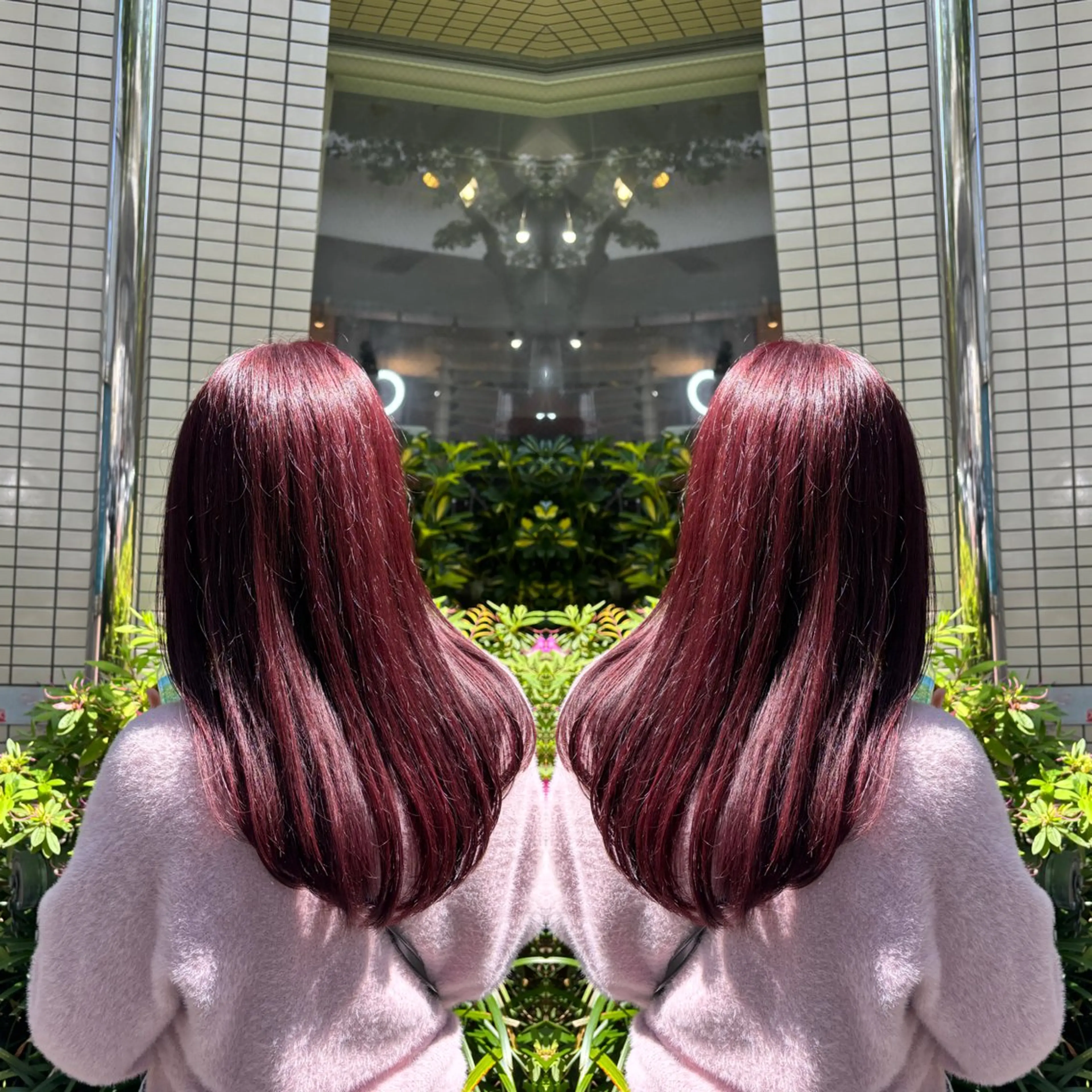 ミディアム カラー カット ヘアカラー トリートメント 💎ハイトーン/艶 カラー モエカ💎のヘアスタイル