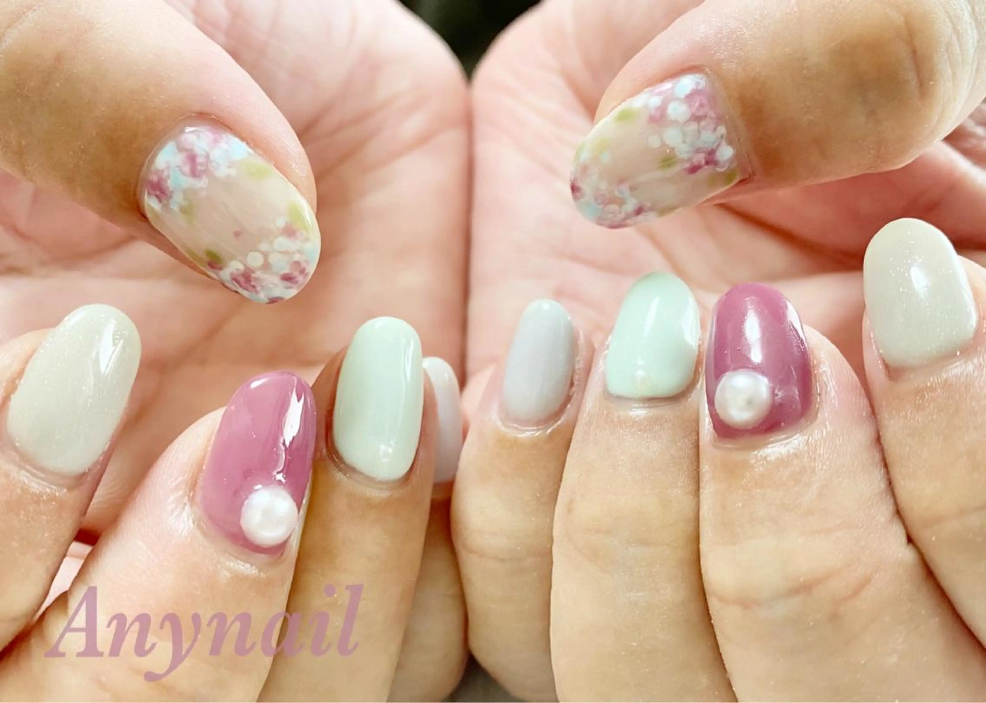 ネイル ブルー ハンドネイル 岩澤 恵子のネイルデザイン