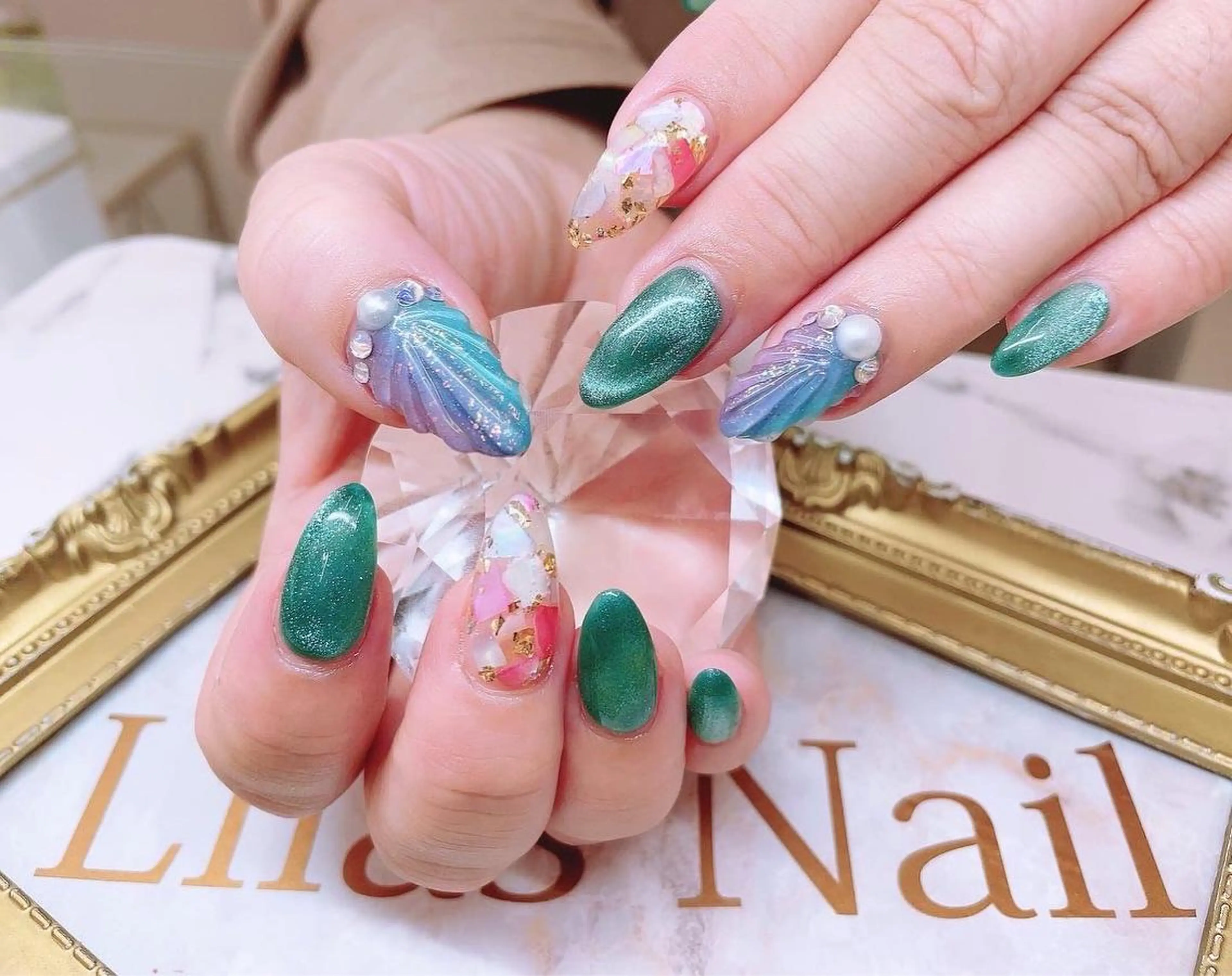ネイル フットネイル ジェルネイル グラデーション ハードジェル キラキラネイル Lilas Nailのネイルデザイン