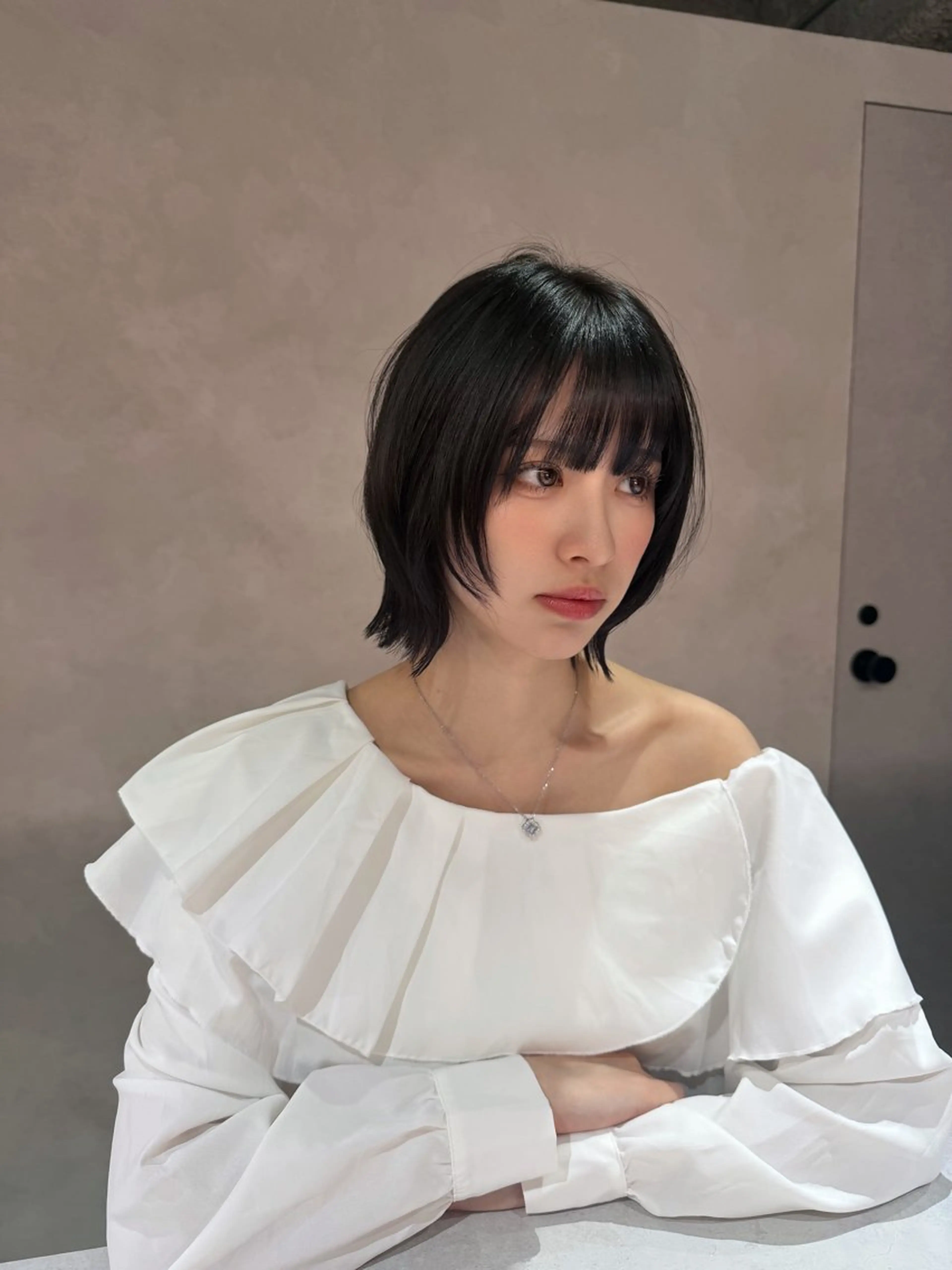 セミロング カラー カット ヘアカラー 新島 涼のヘアスタイル