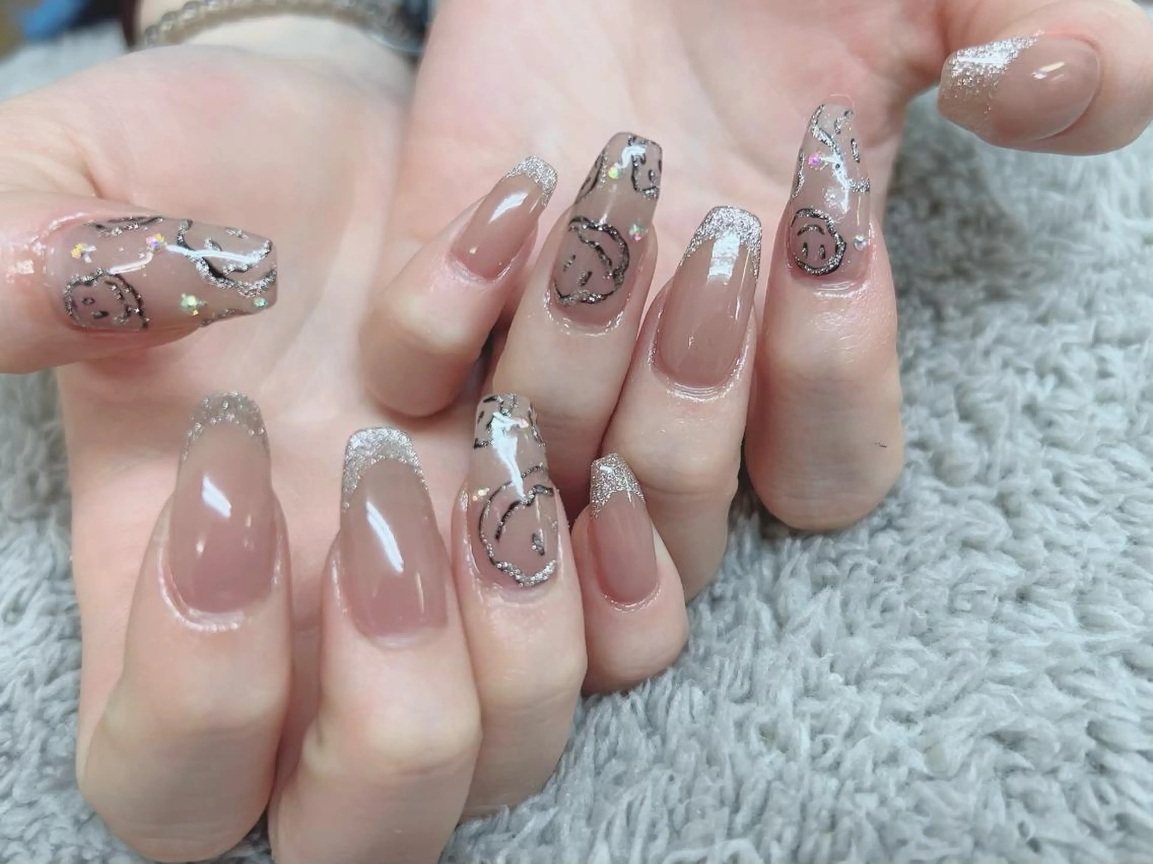 ネイル アートネイル 成人式 フットネイル フレンチネイル ガラスフレンチ brilliant s.kのネイルデザイン