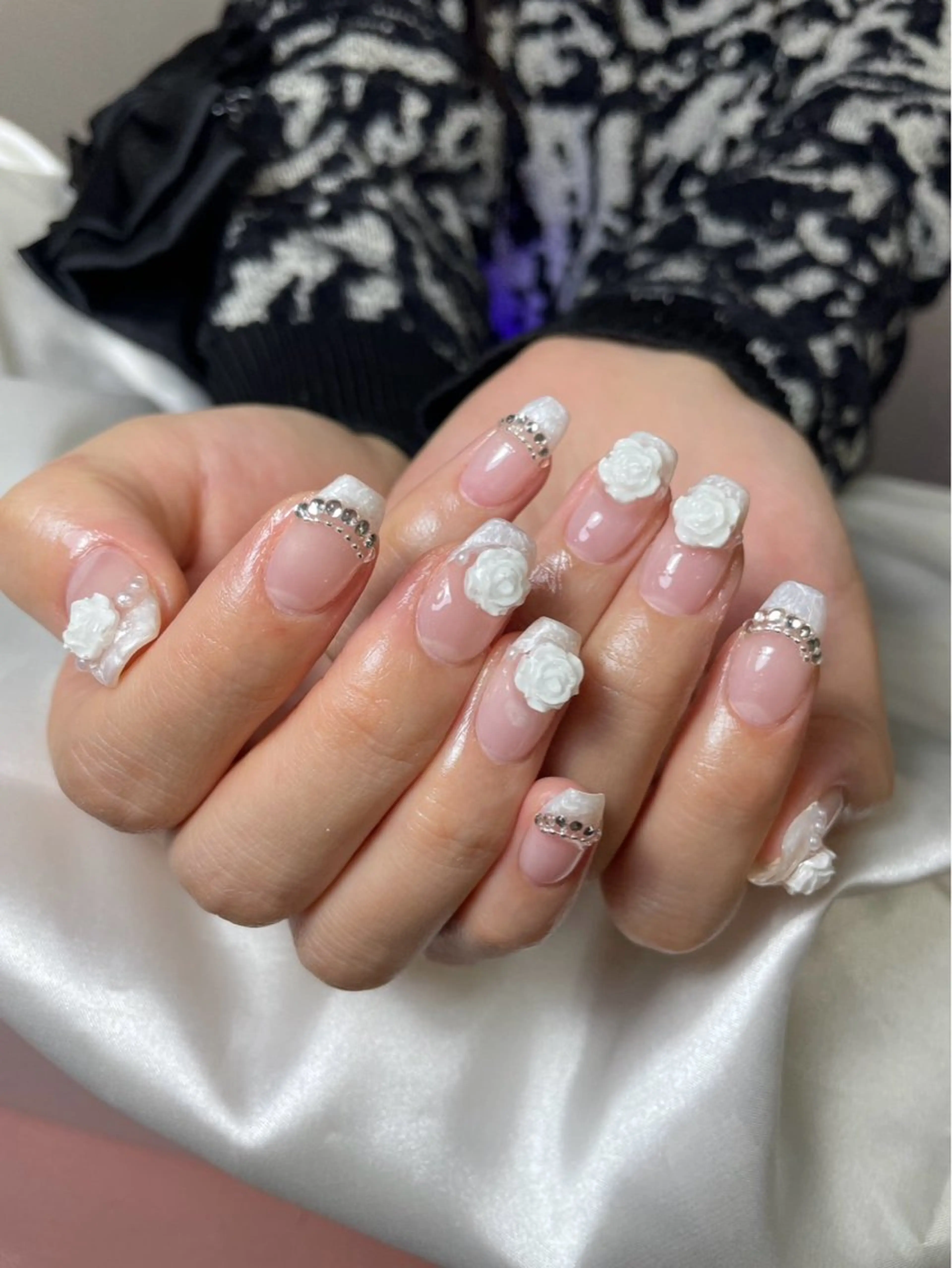 ネイル ブラウン チークネイル 桜ネイル 長さ出し フットネイル ハンドネイル XIINH NAIL SALONのネイルデザイン