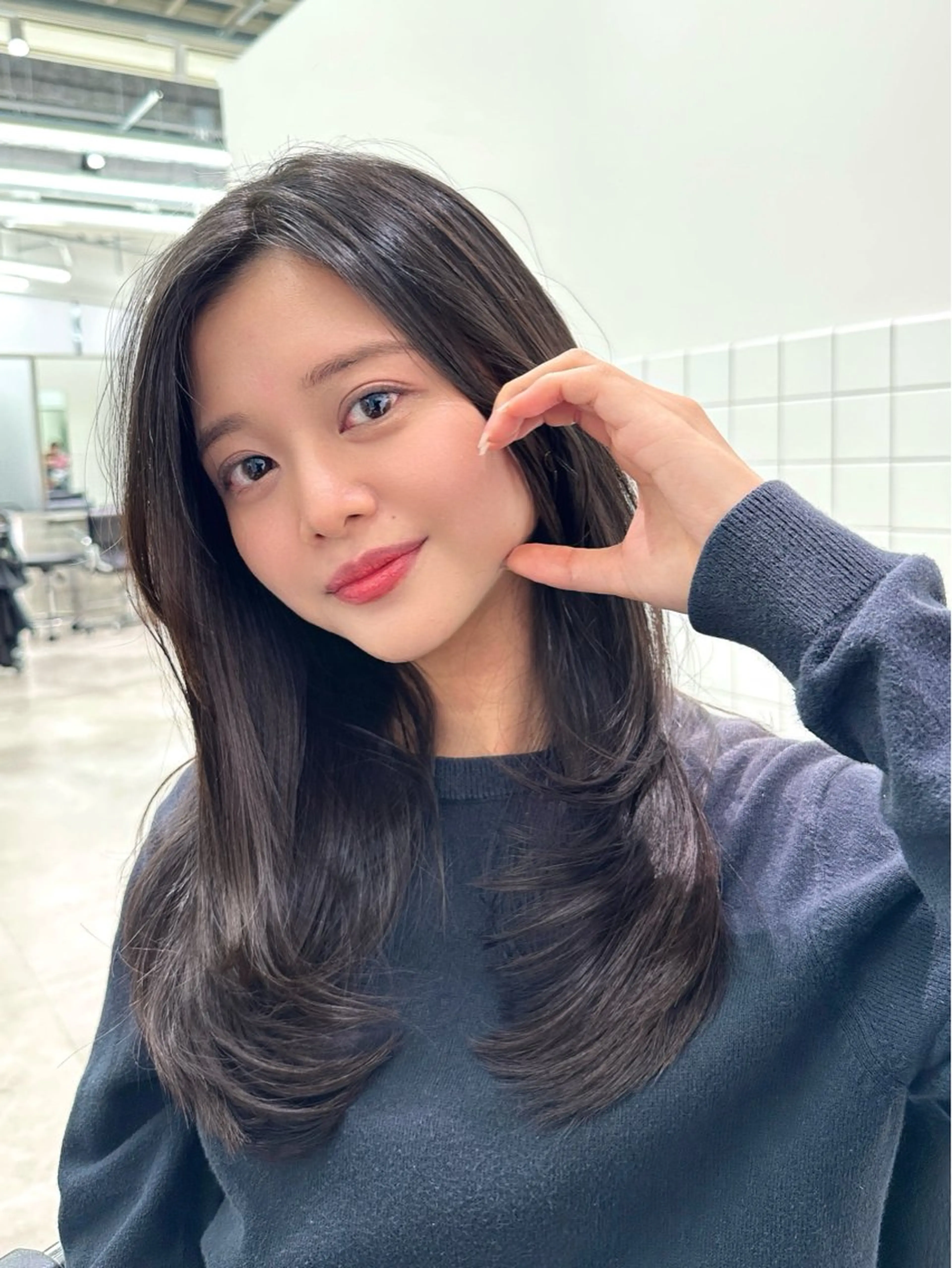 ミディアム ace 梅田所属・ツヤ髪レイヤー/ 顔まわり/kokiのヘアスタイル