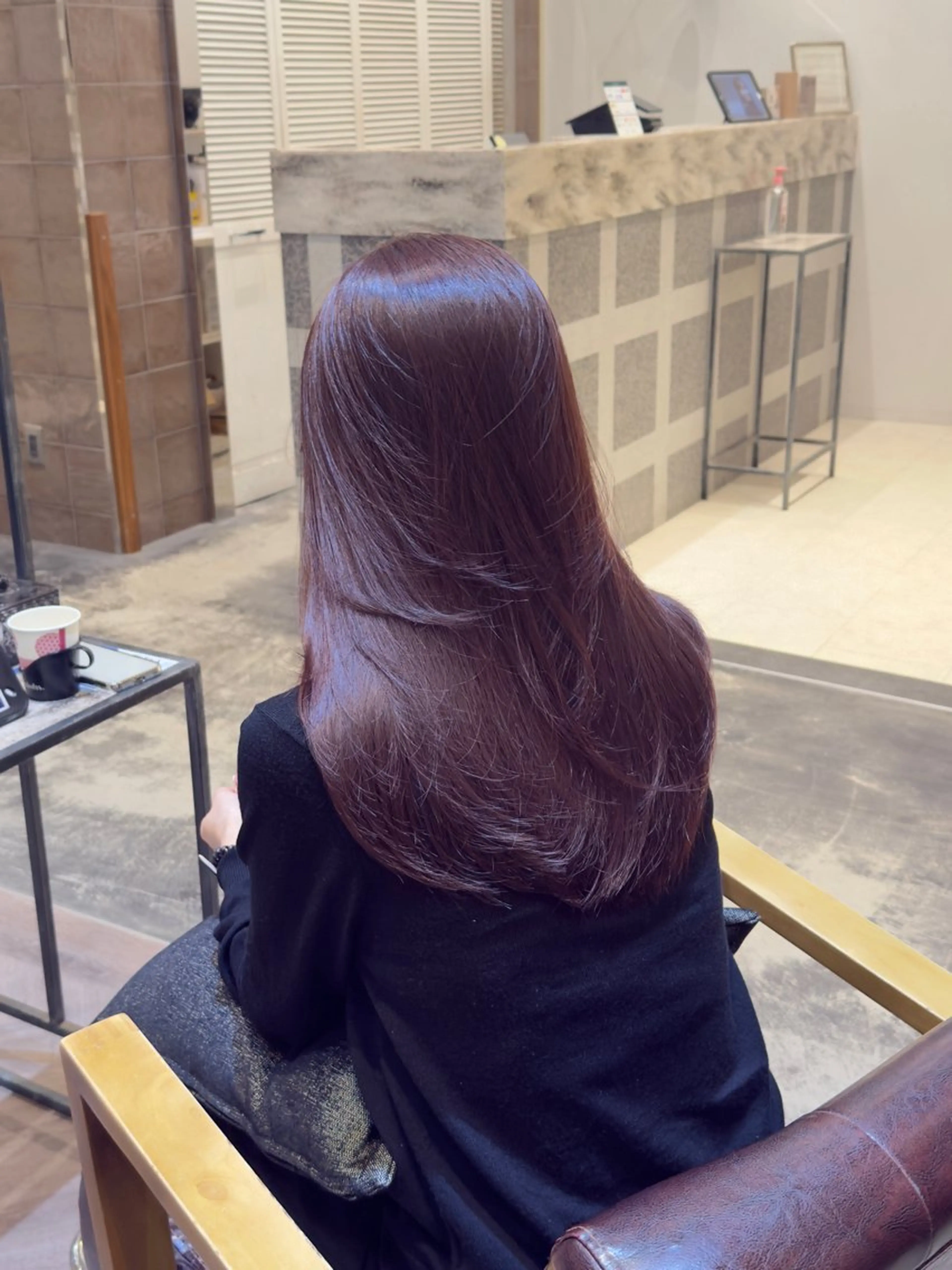 セミロング ピンクラベンダー カット ヘアカラー トリートメント レイヤーカット× 髪質改善カラー　片山のヘアスタイル