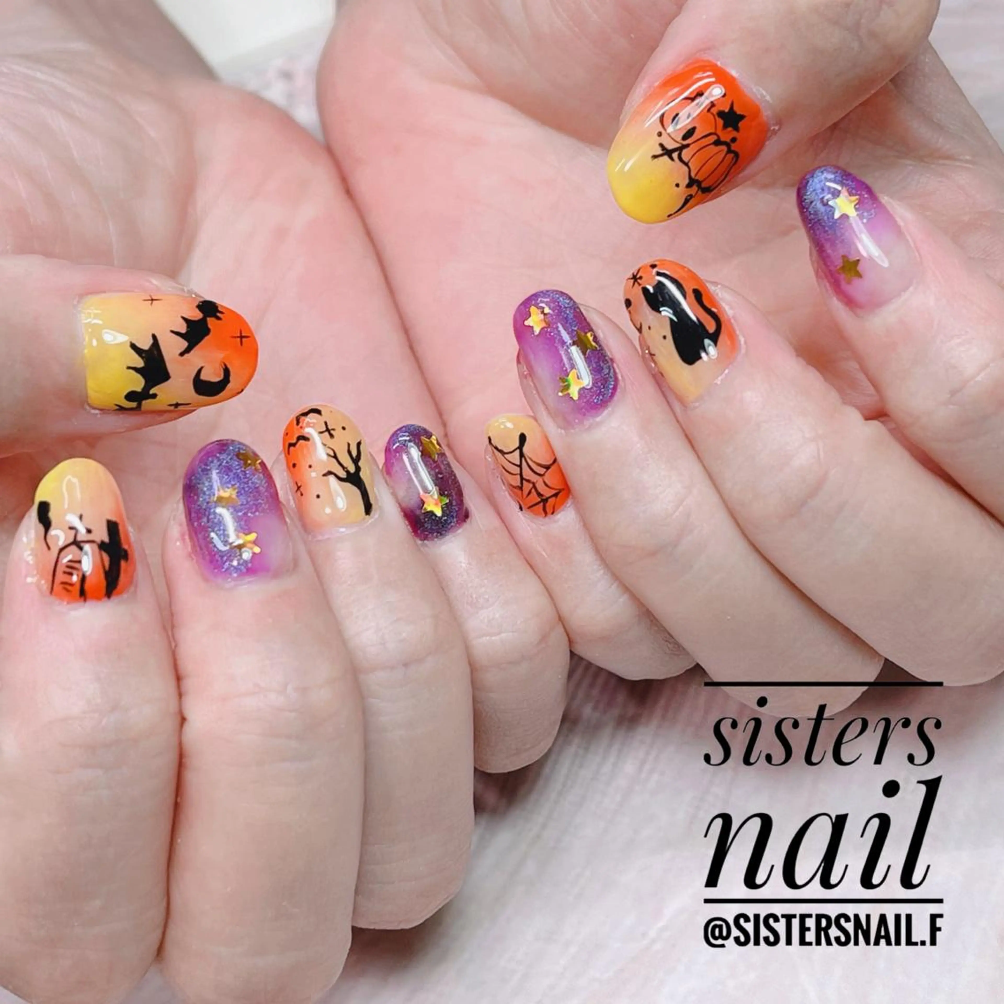 ネイル アートネイル グラデーション ハロウィン ニュアンスネイル sisters nail.fのネイルデザイン