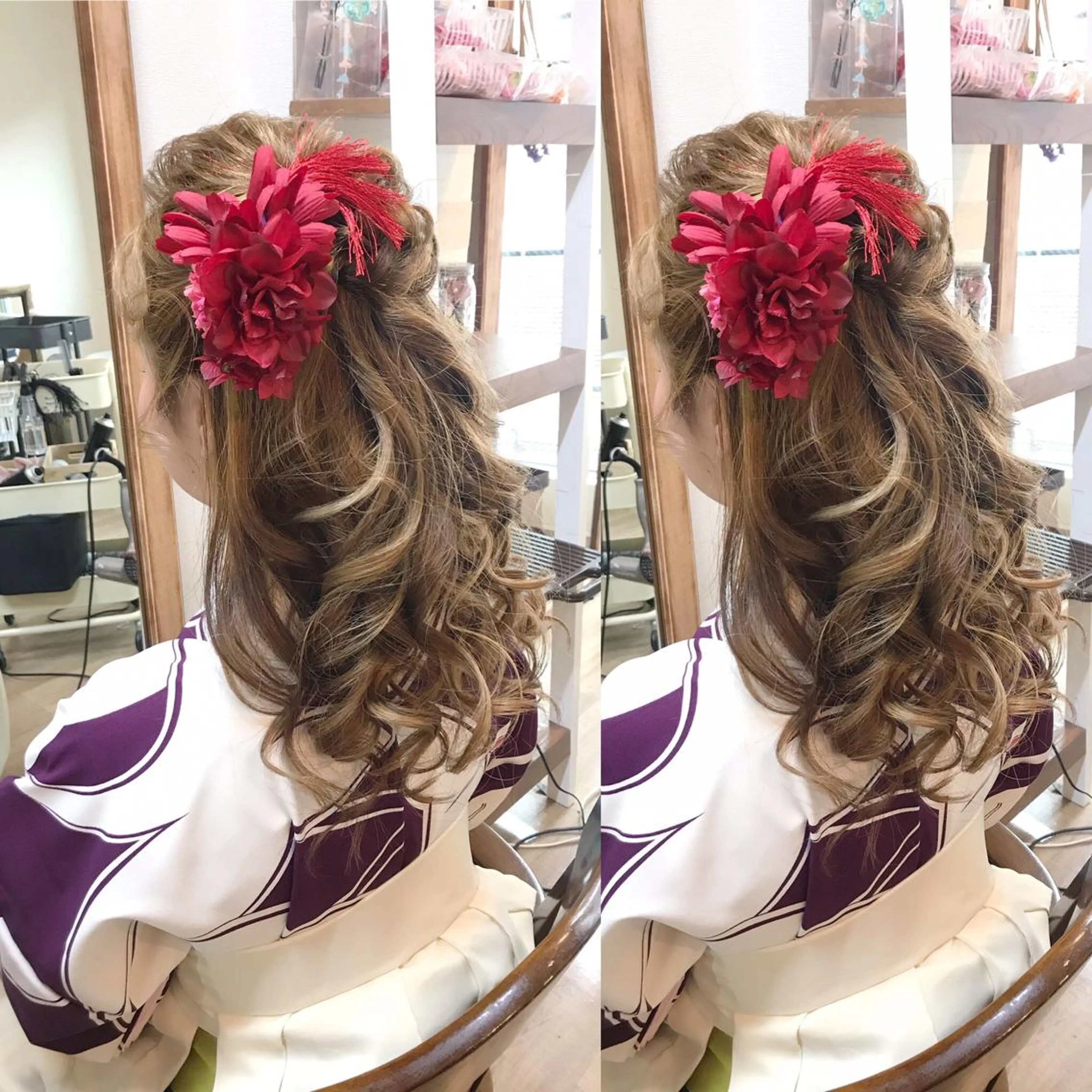 セミロング ヘアアレンジ 着付け 早朝✨ヘアセット 着付け/清水玲歌のヘアスタイル