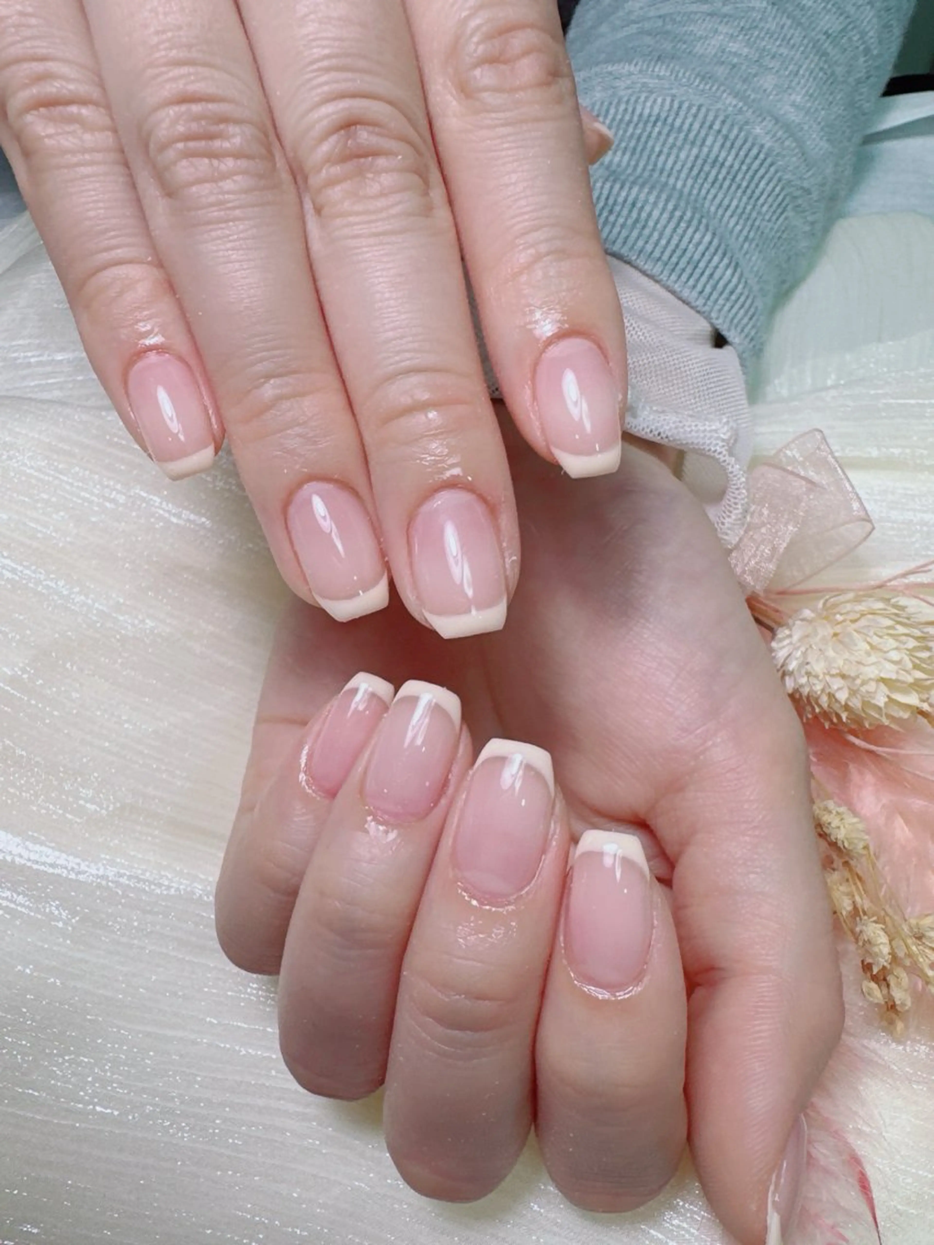 ネイル アートネイル フレンチネイル 韓国ネイル オフィスネイル ピンク Miu nailのネイルデザイン