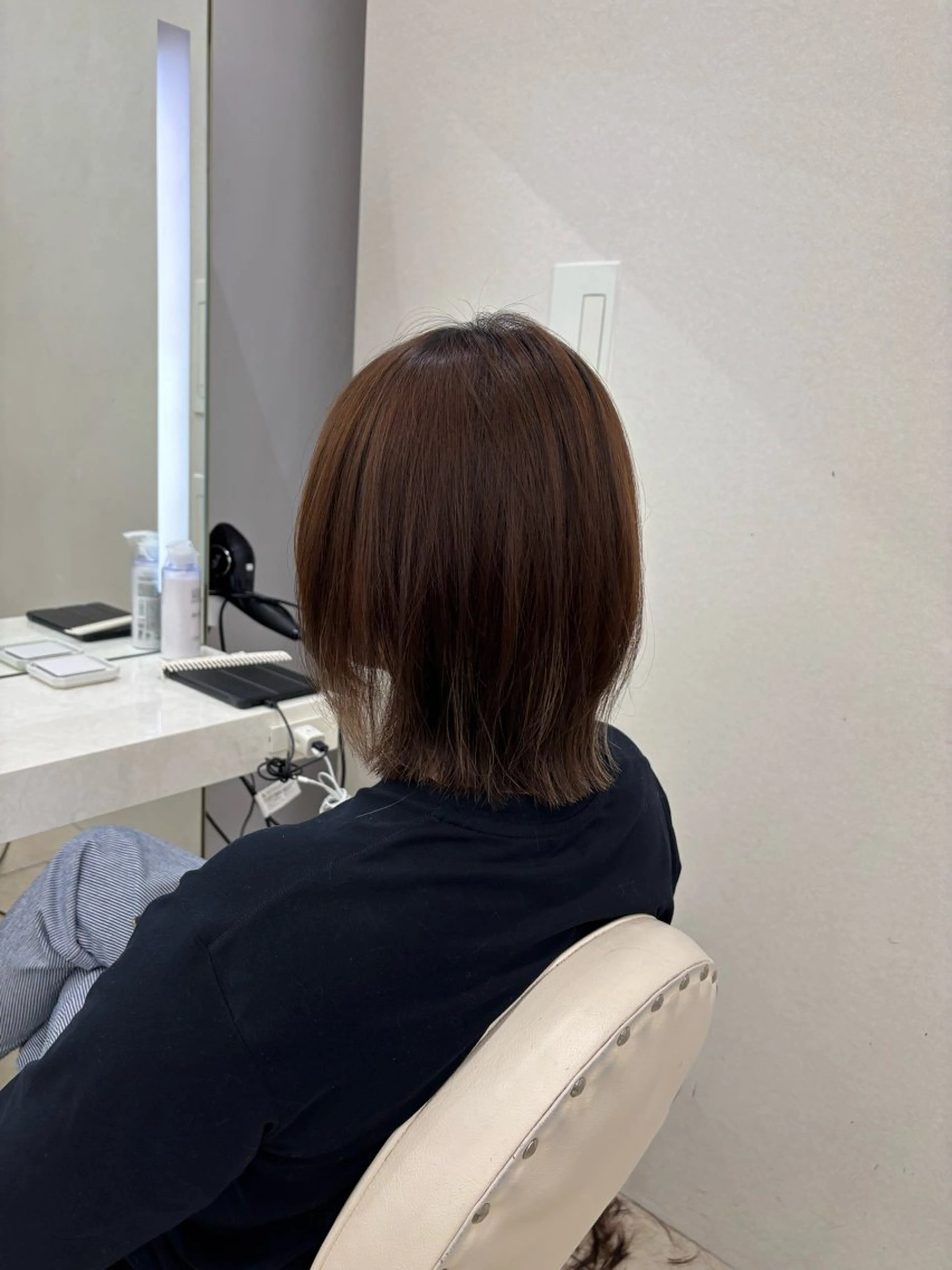 ミディアム カラー ボブレイヤー ボブ レイヤーカット 🫧ボブカットモデル 韓国透明感カラー🫧のヘアスタイル