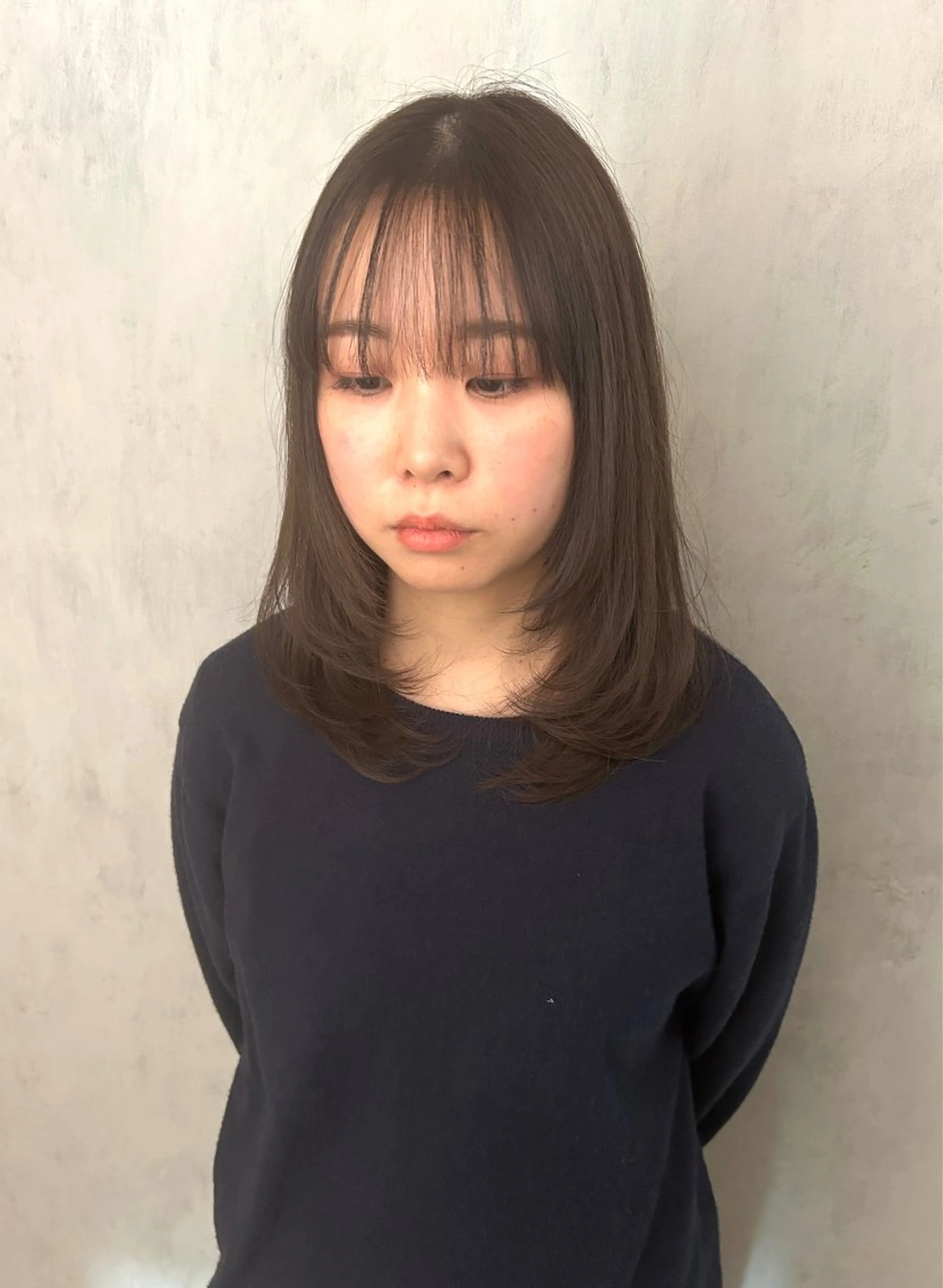 ミディアム レイヤーカット カット ヘアカラー 篠原 一成のヘアスタイル