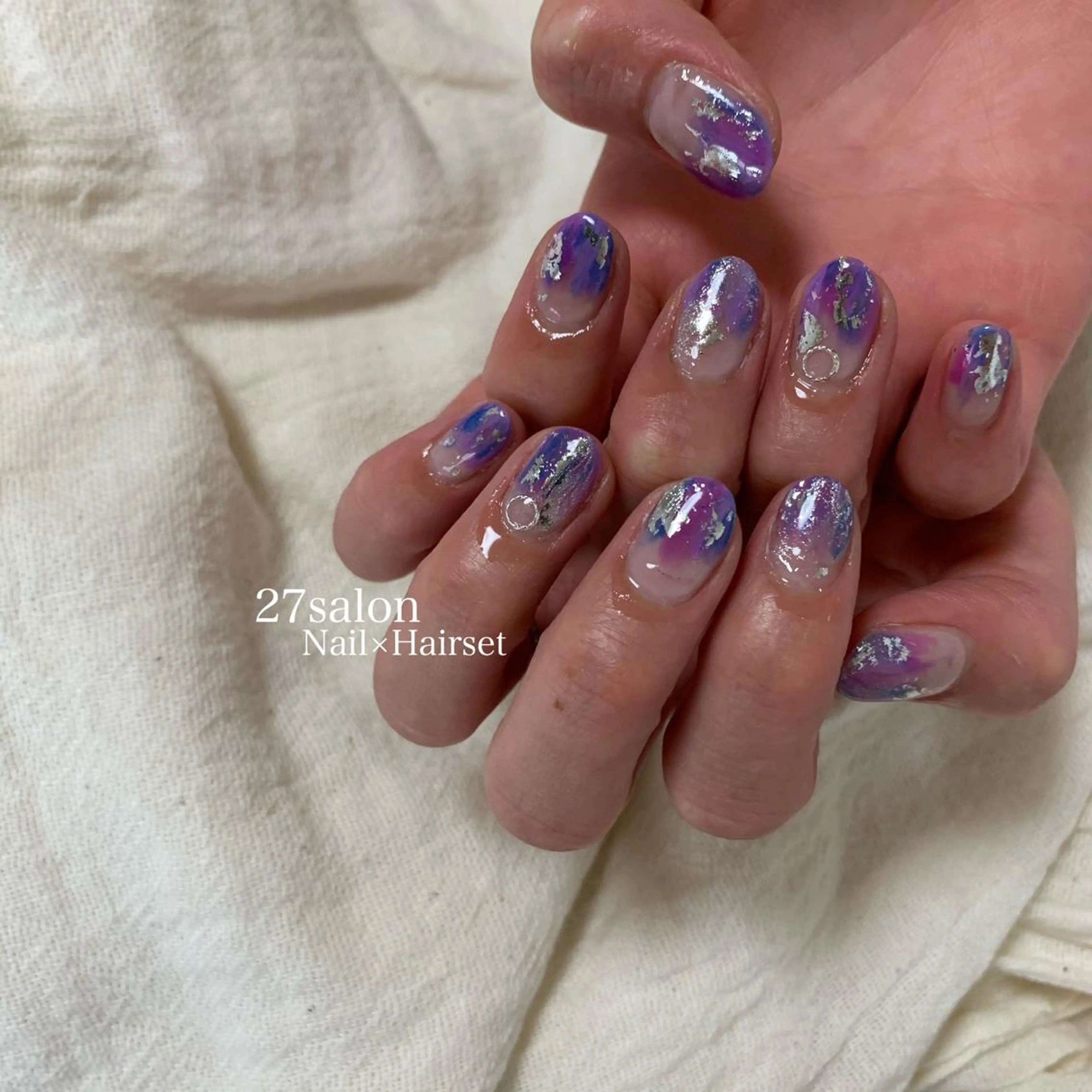 ネイル シルバー ハンドネイル 27salon yuinaのネイルデザイン