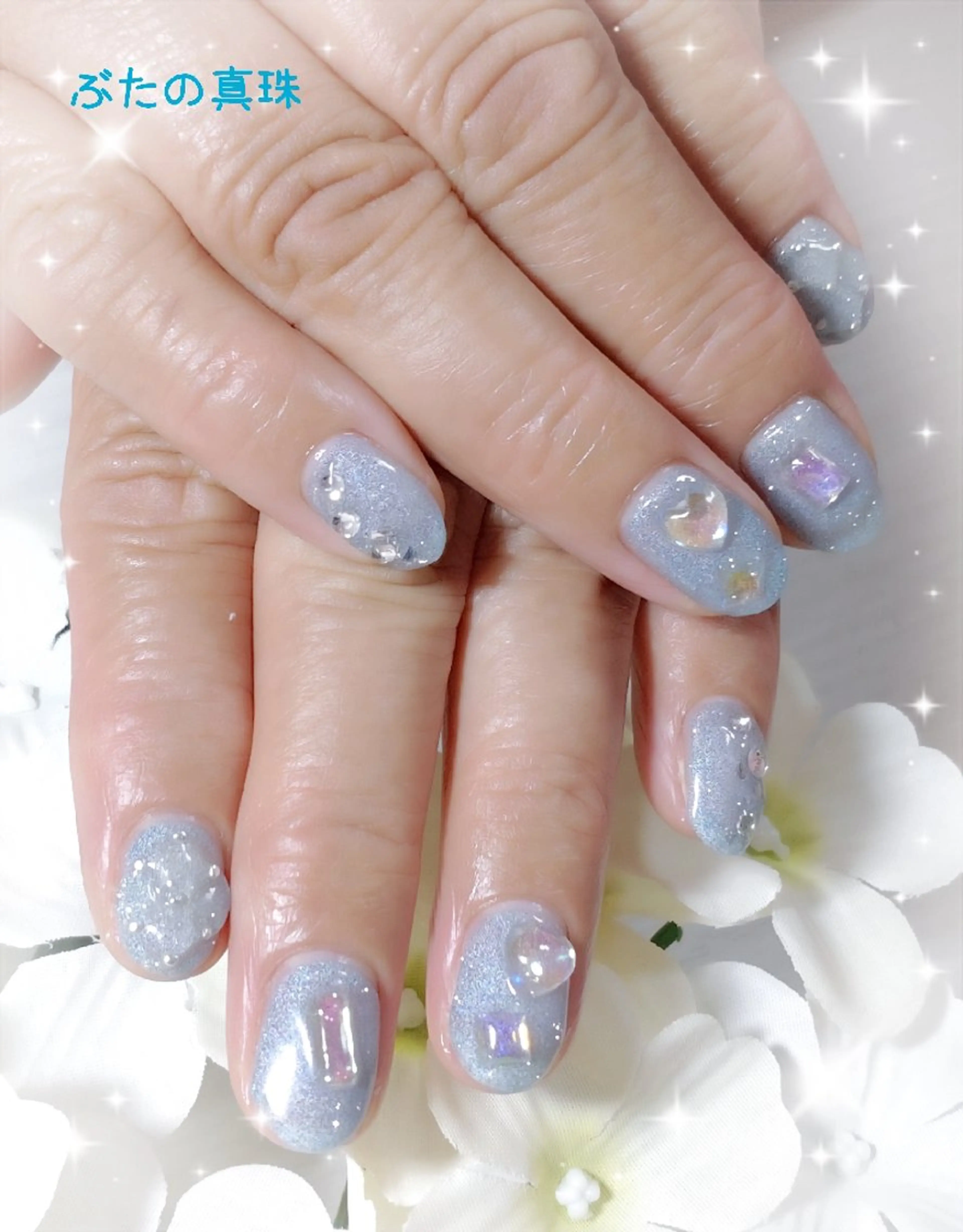 ネイル ブルー ハンドネイル 林 珠里のネイルデザイン