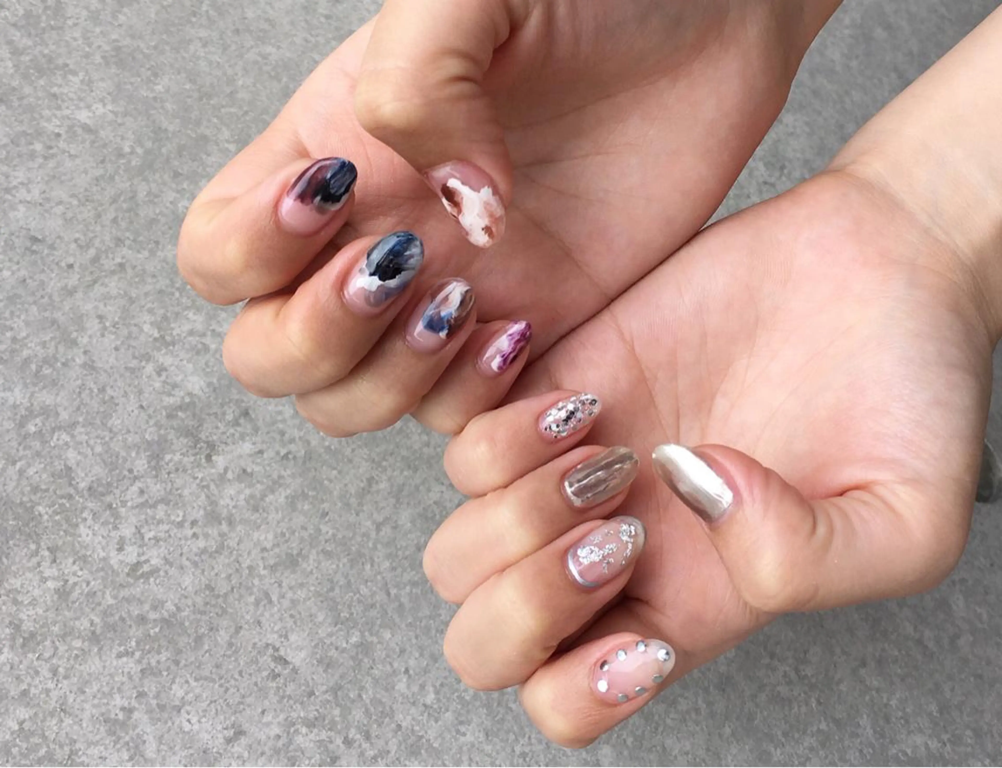 ネイル アートネイル 長さ出し ジェルネイル マットネイル ミラーネイル ハンドネイル nail salon Soeurのネイルデザイン