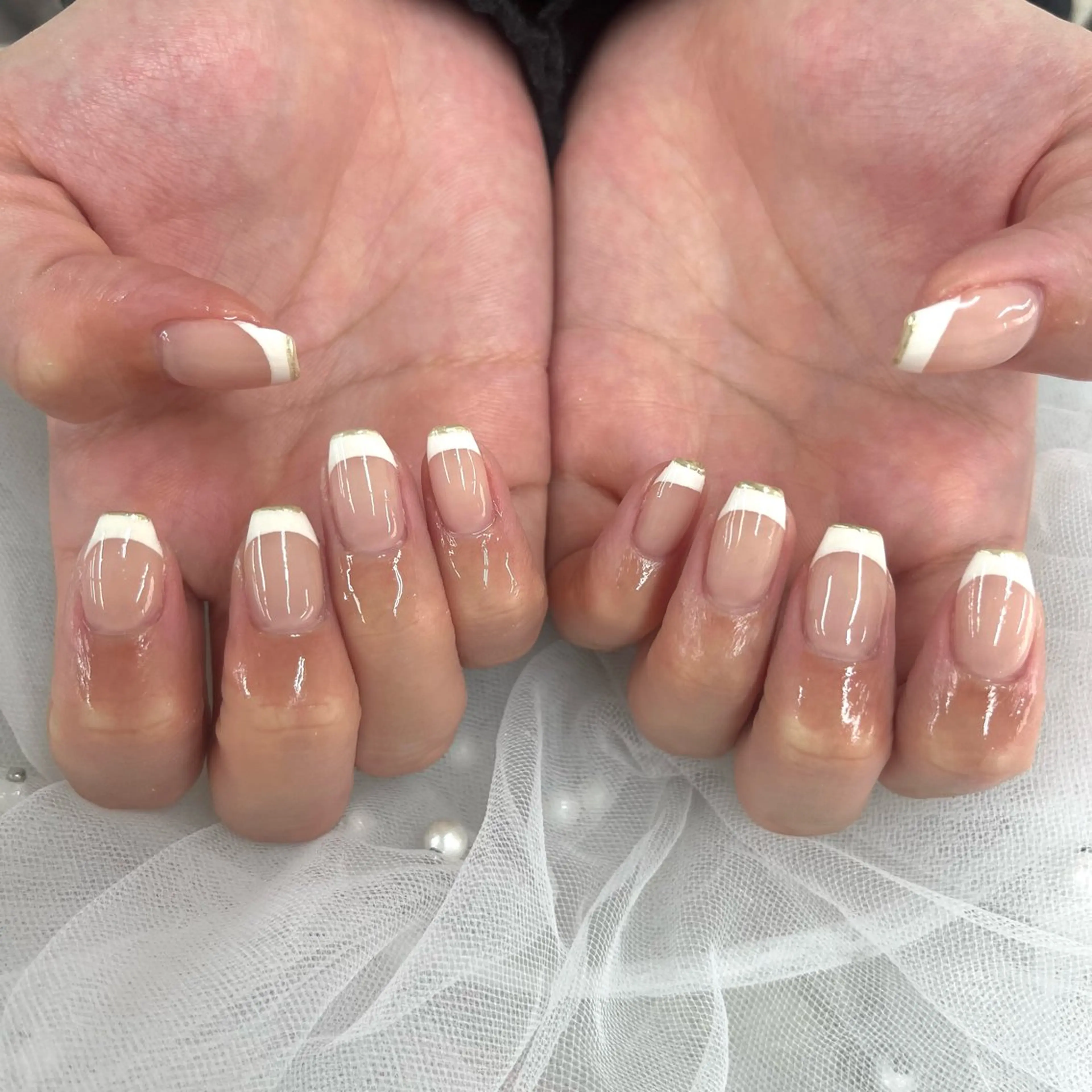 ネイル フレンチネイル ゴールド ミラーネイル ハンドネイル Basic町田本店 Miraiのネイルデザイン
