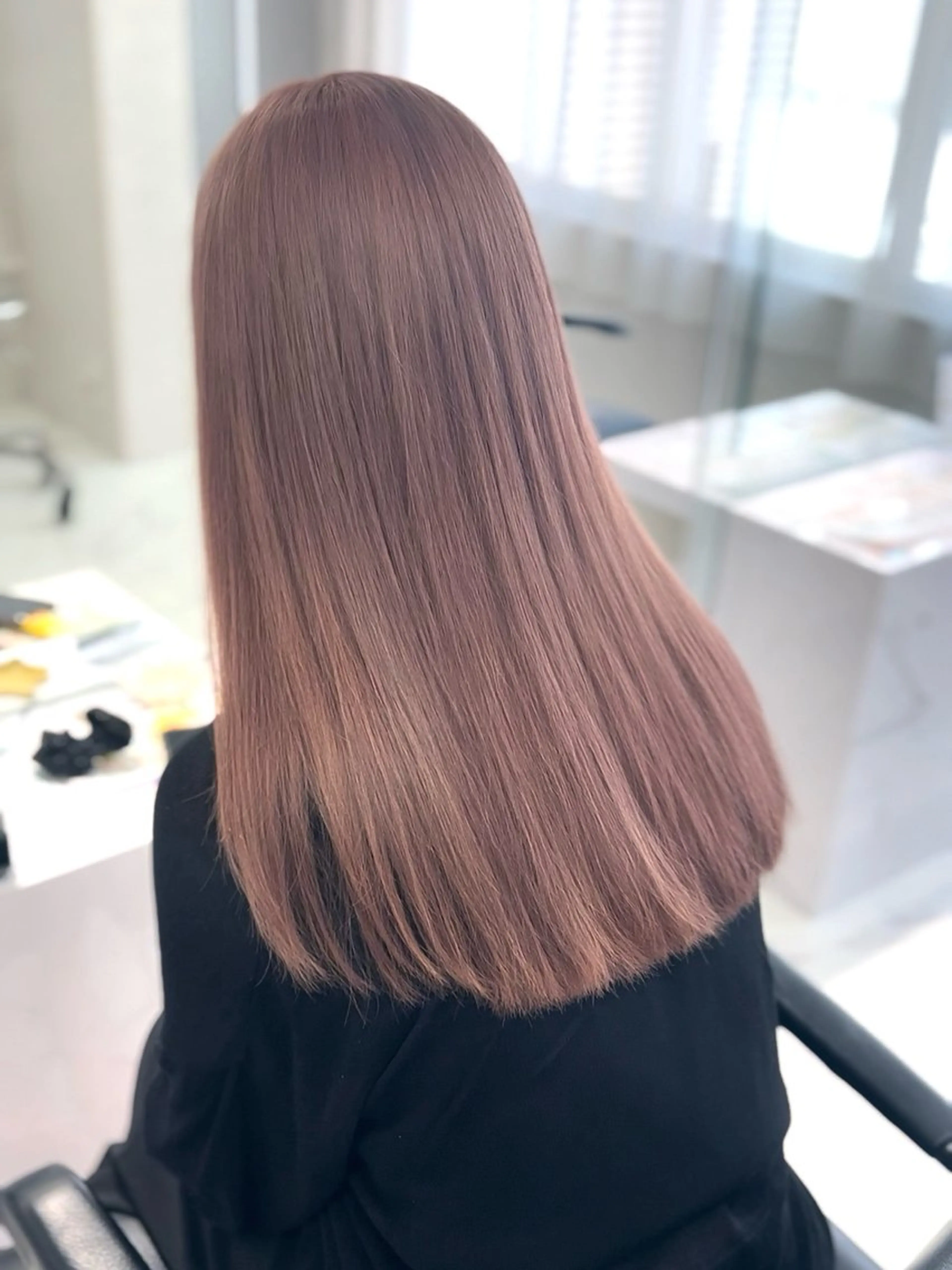 セミロング カラー ベージュカラー ピンクカラー ピンクベージュ カット ヘアカラー トリートメント shizuna/平尾 /カラー/髪質改善のヘアスタイル