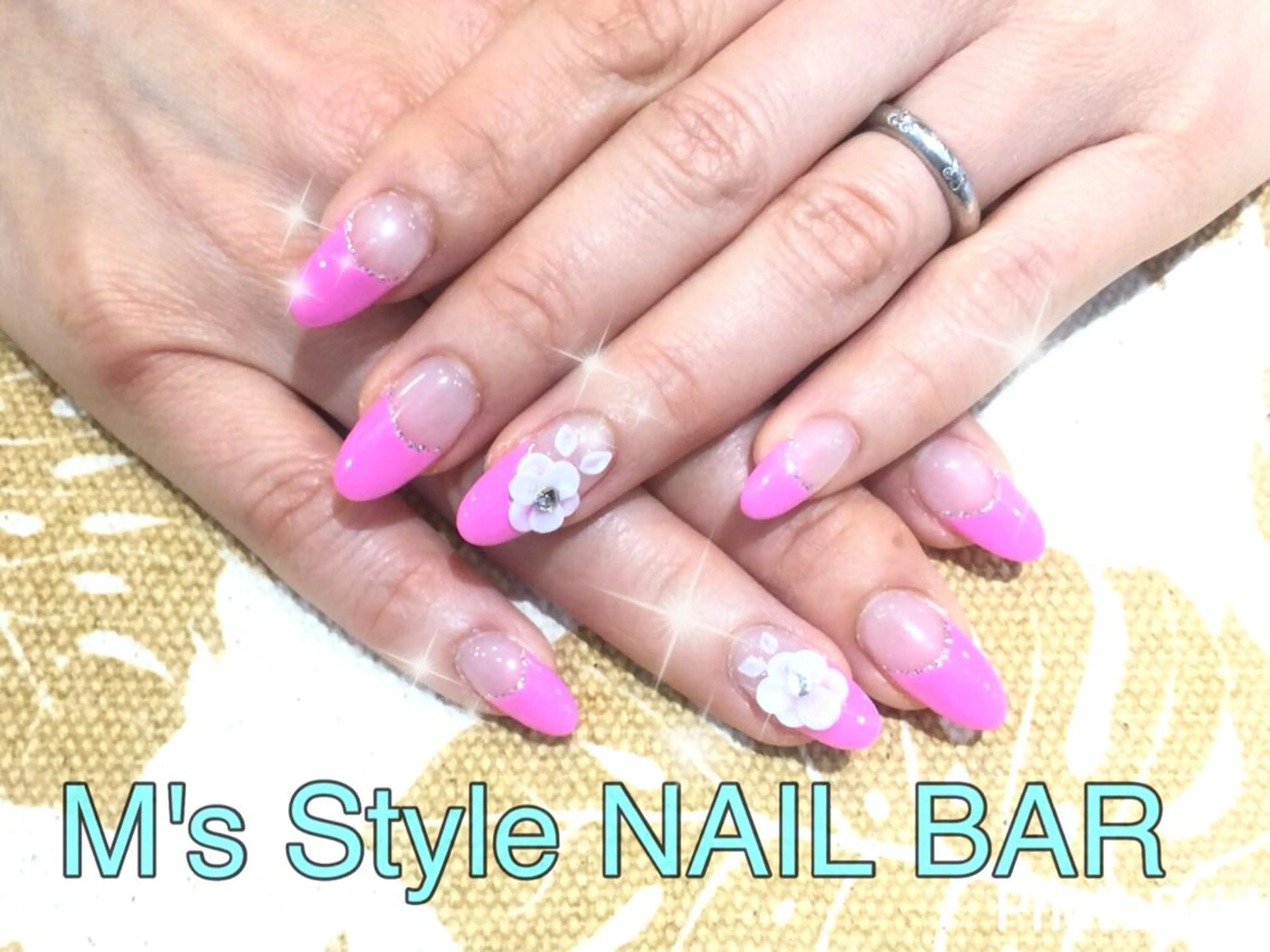 ネイル ピンク パープル ホワイト ハンドネイル M's Style NAIL BARのネイルデザイン