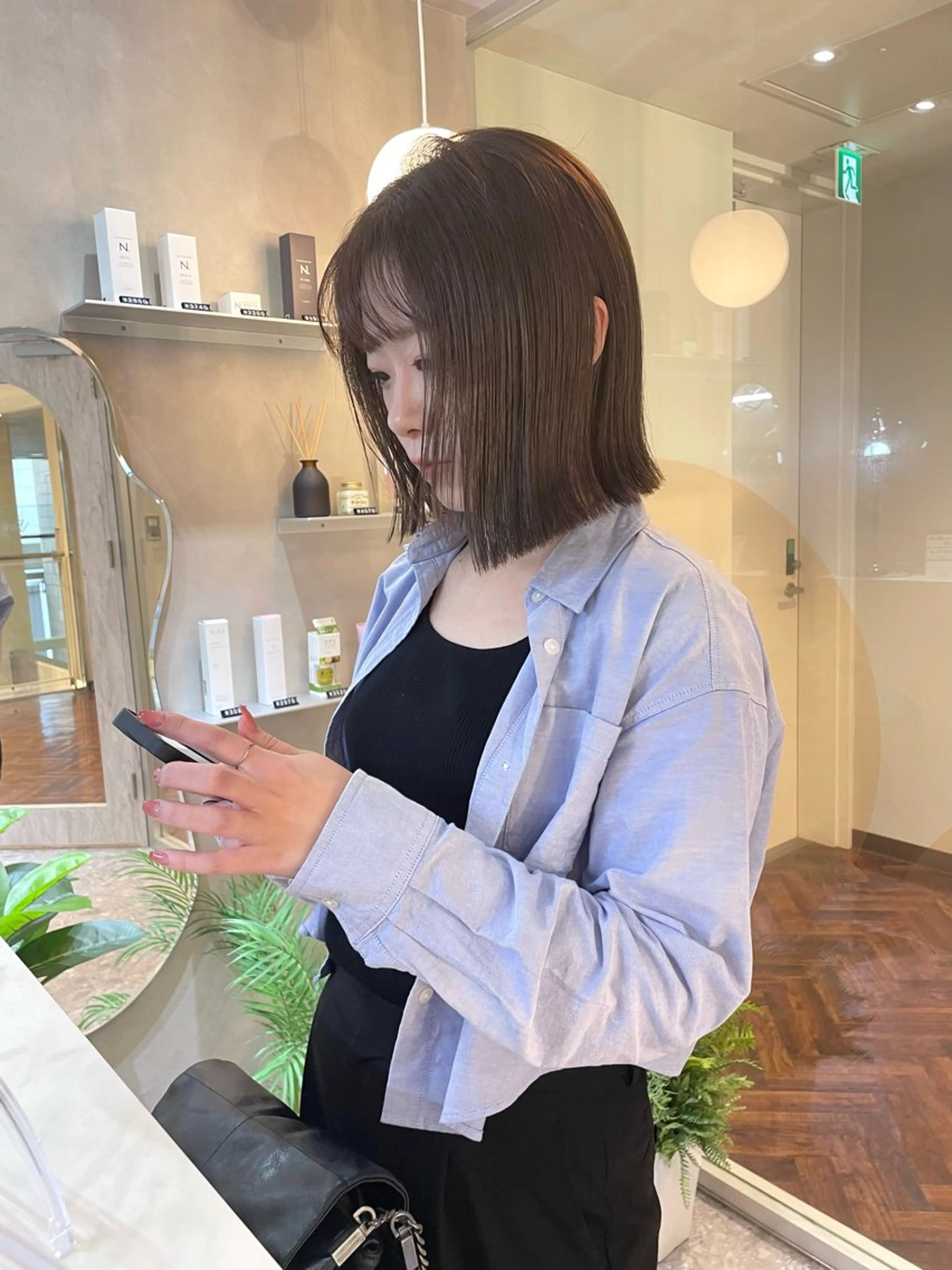 ミディアム ボブ 似合わせカット カット トリートメント ボブ/透明感カラー/ 赤み消し/miyaのヘアスタイル