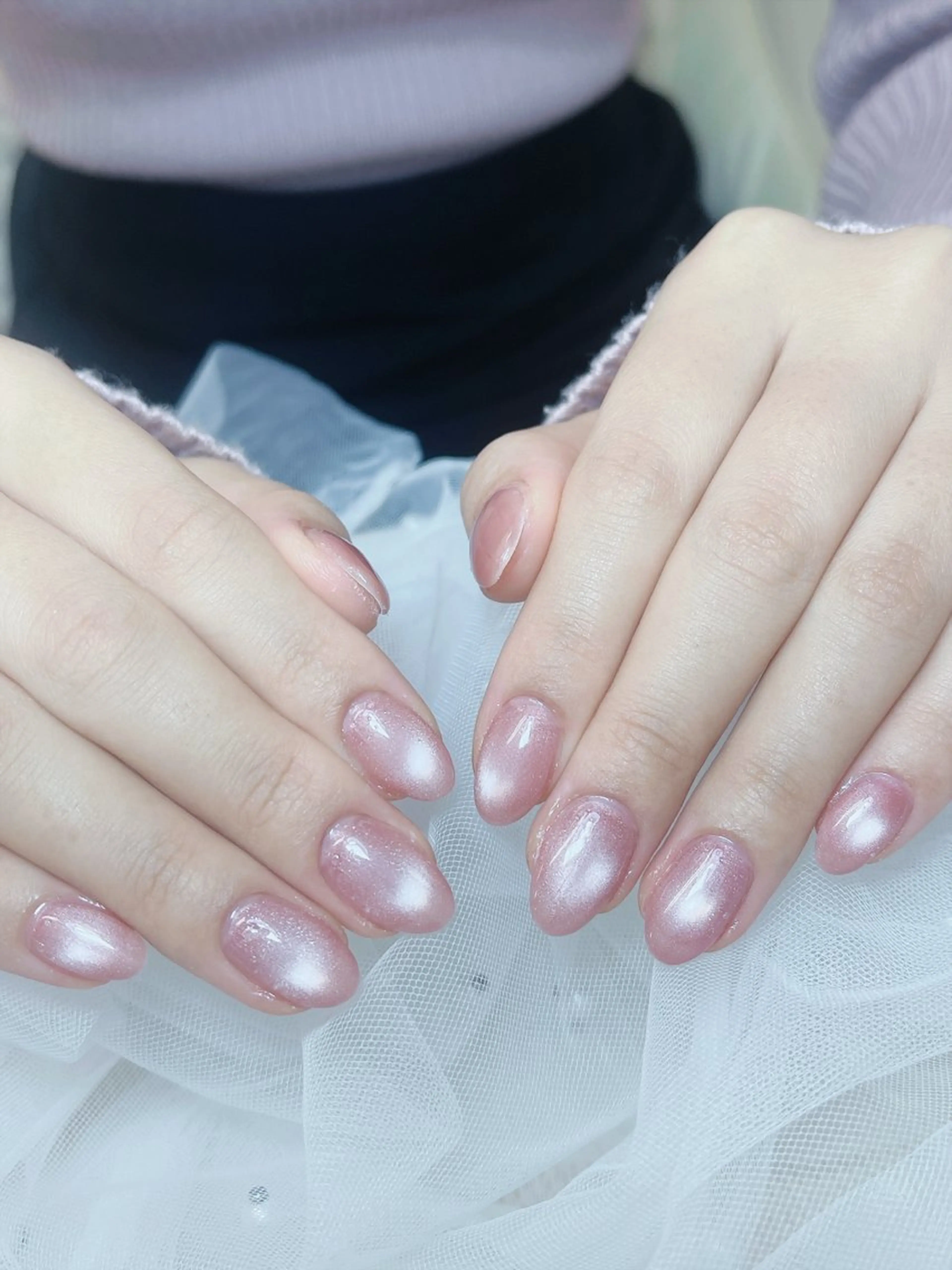 ネイル チークネイル フレンチネイル グラデーション キラキラネイル 韓国ネイル ハンドネイル DUO MI nail salonのネイルデザイン