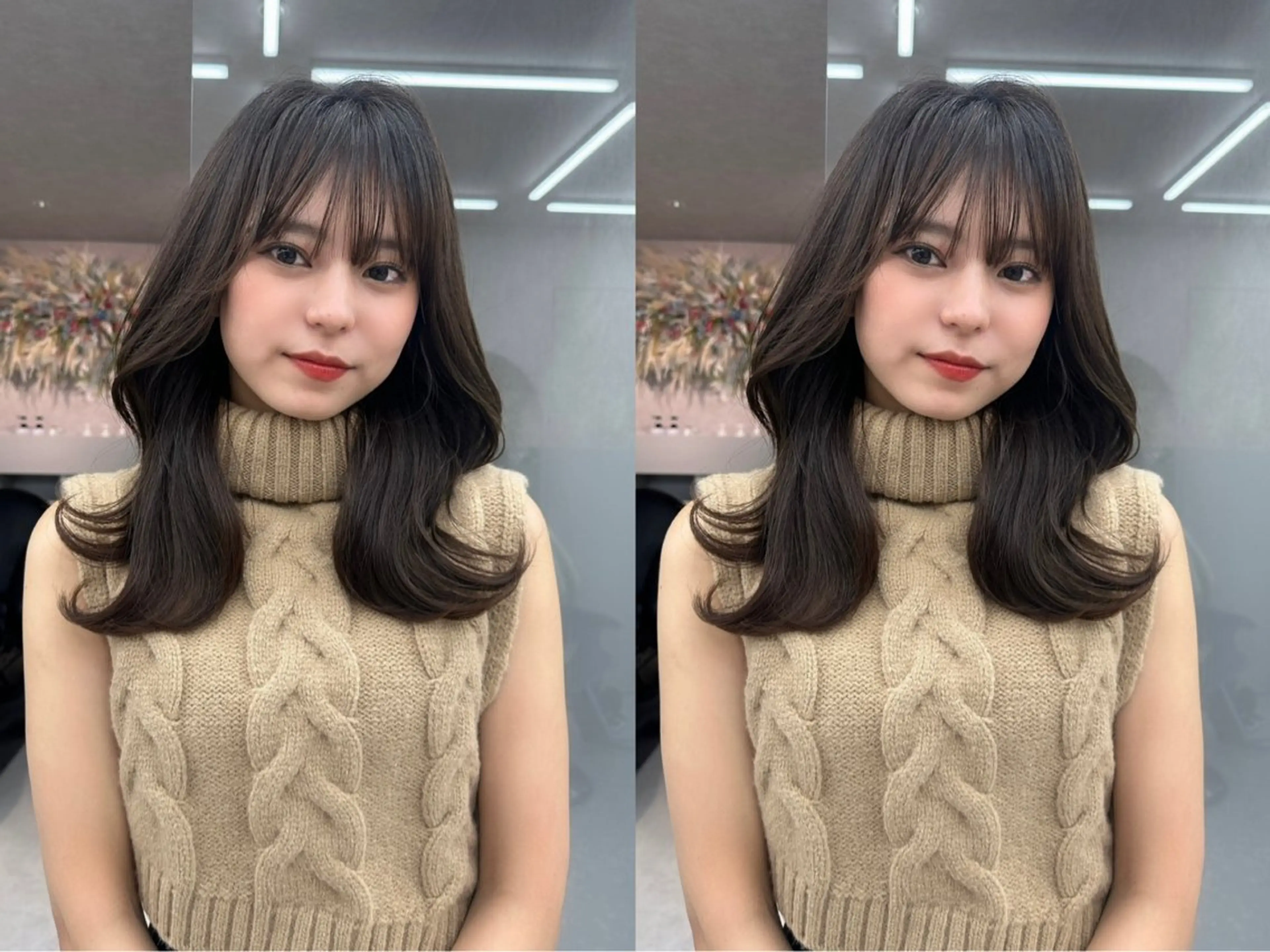 ミディアム カラー ミディアムレイヤー ブリーチ 透明感カラー ブリーチなしカラー 顔まわりレイヤー 【博多髪質改善】 吉村　清志のヘアスタイル