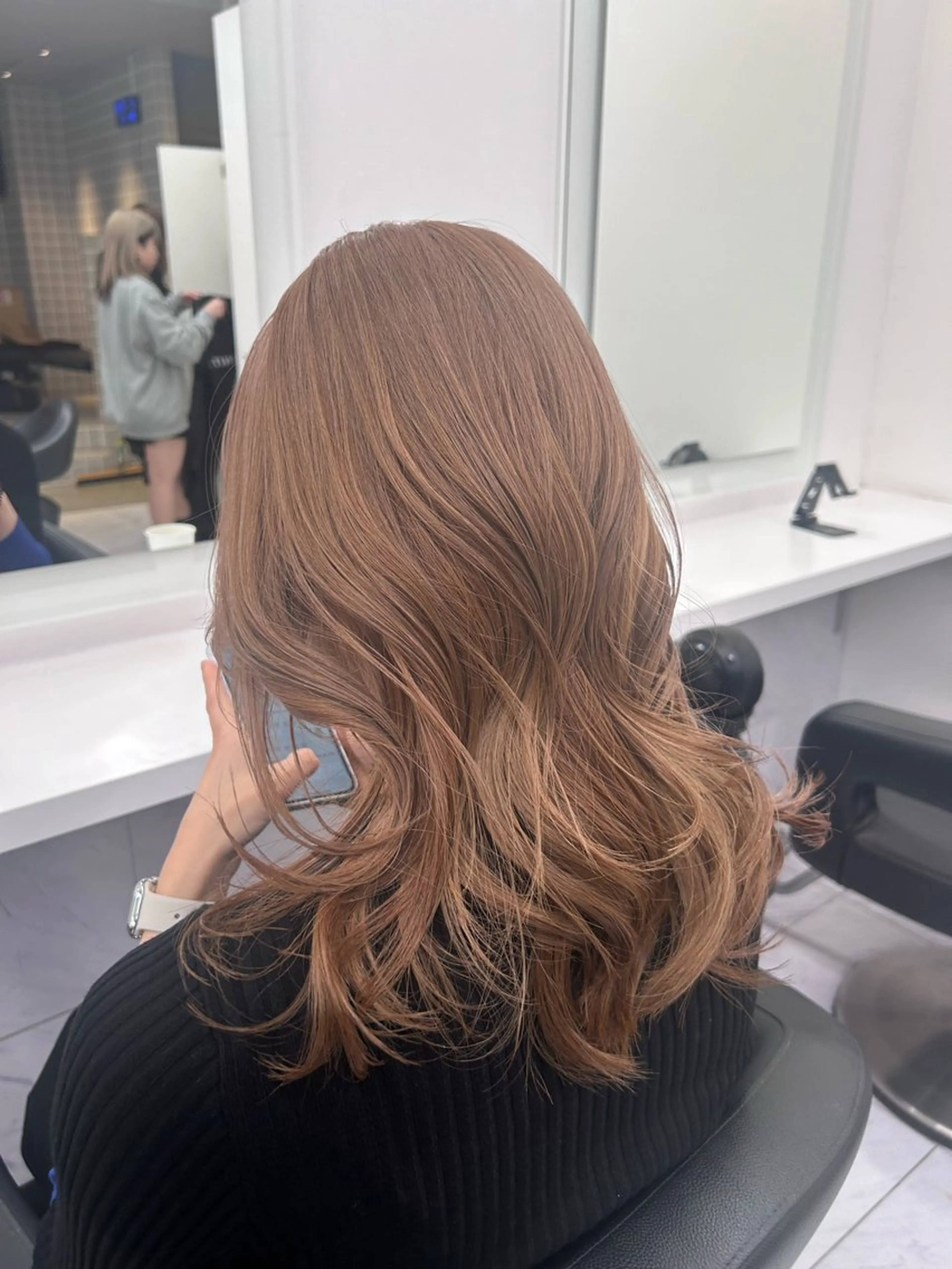 ロング カラー パーマ ヘアアレンジ メンズ キッズ ブリーチなしカラー/ ブラウン/レイヤーのヘアスタイル