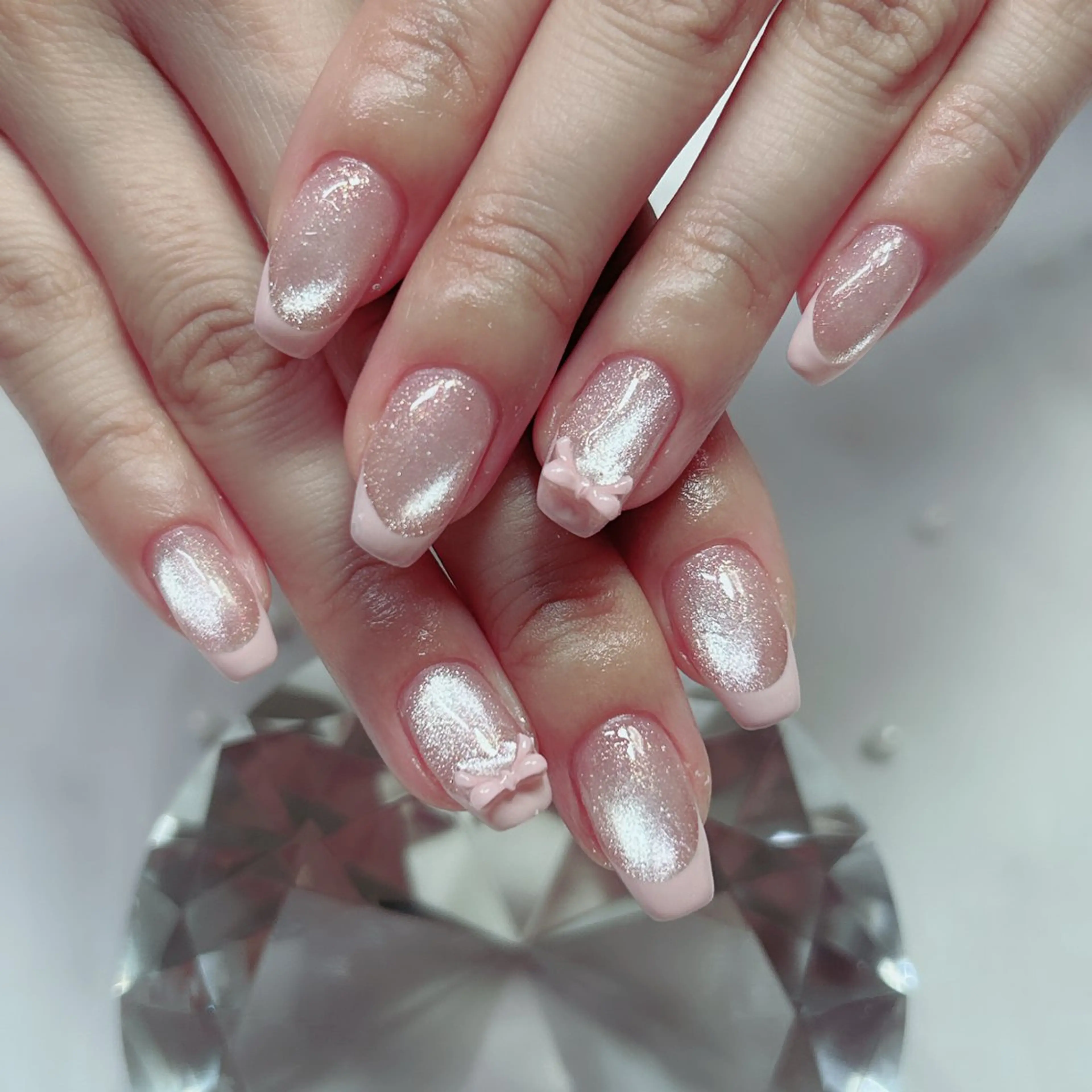 ネイル フレンチネイル ジェルネイル キラキラネイル 韓国ネイル マグネットネイル ハンドネイル Cute Tips nailのネイルデザイン