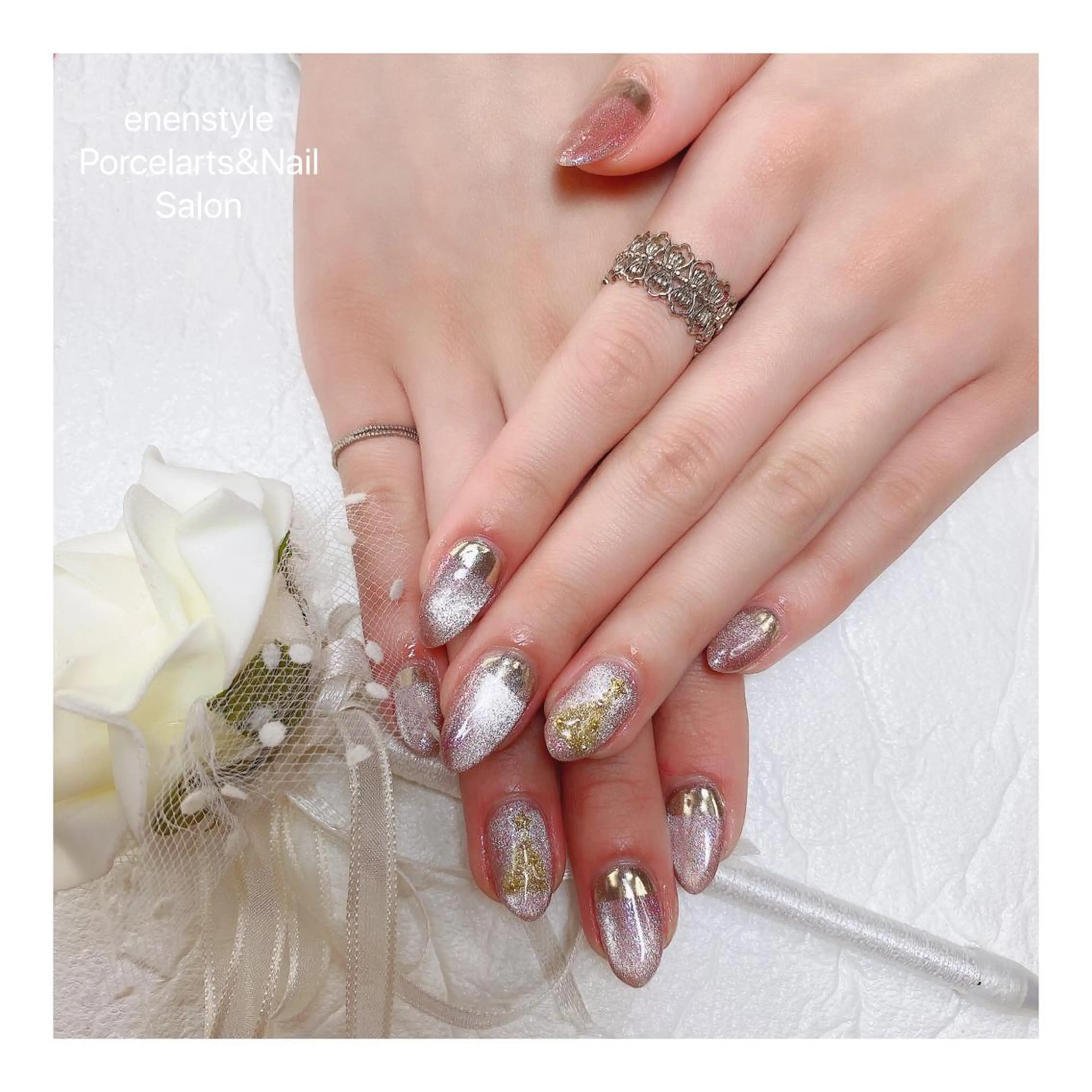 ミディアム ネイル ハンドネイル 👑enen style👑のネイルデザイン