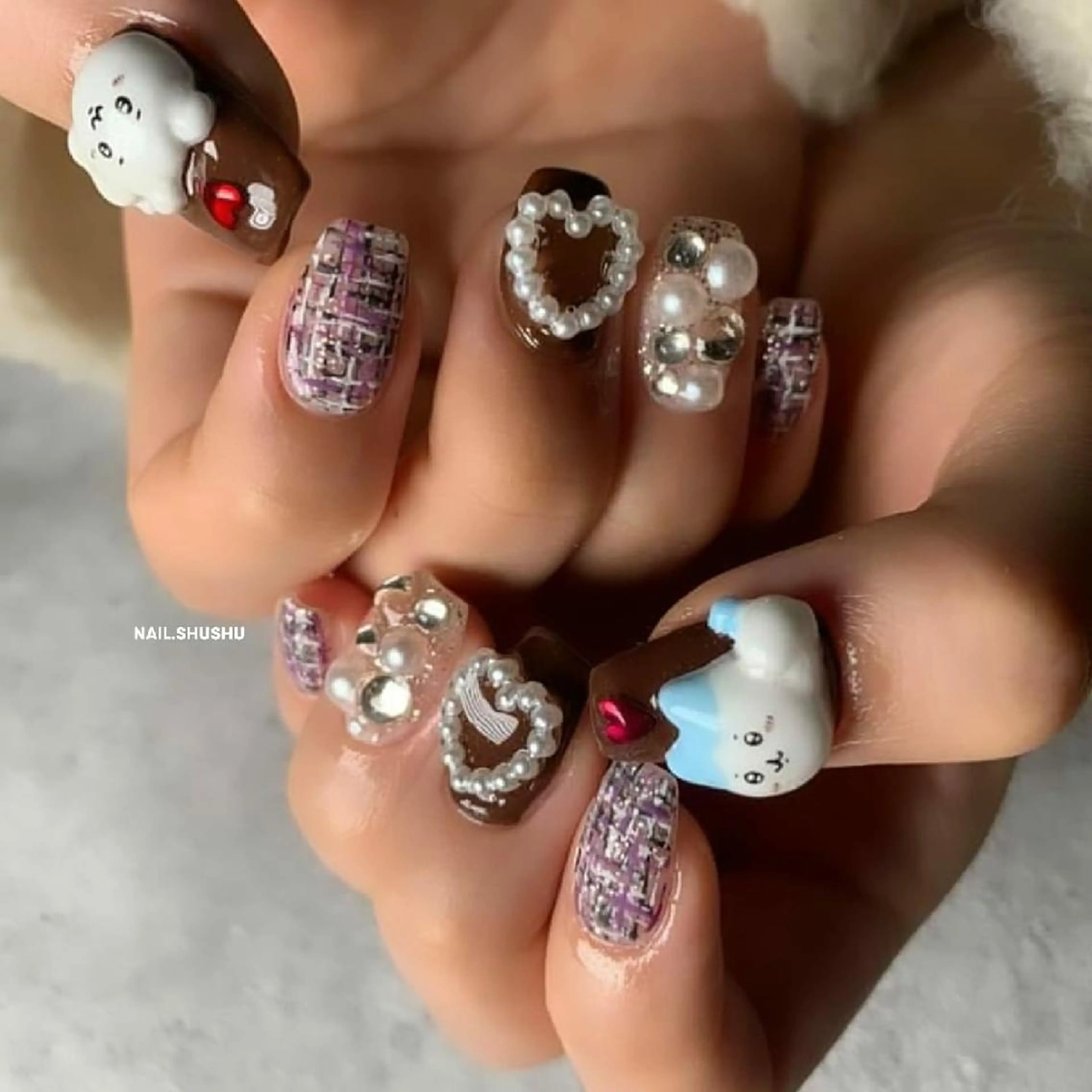 ネイル 持ち込み ニュアンスネイル ワンカラーネイル シンプルネイル バレンタイン 3dパーツ/流行り 👧shushu❤️のネイルデザイン