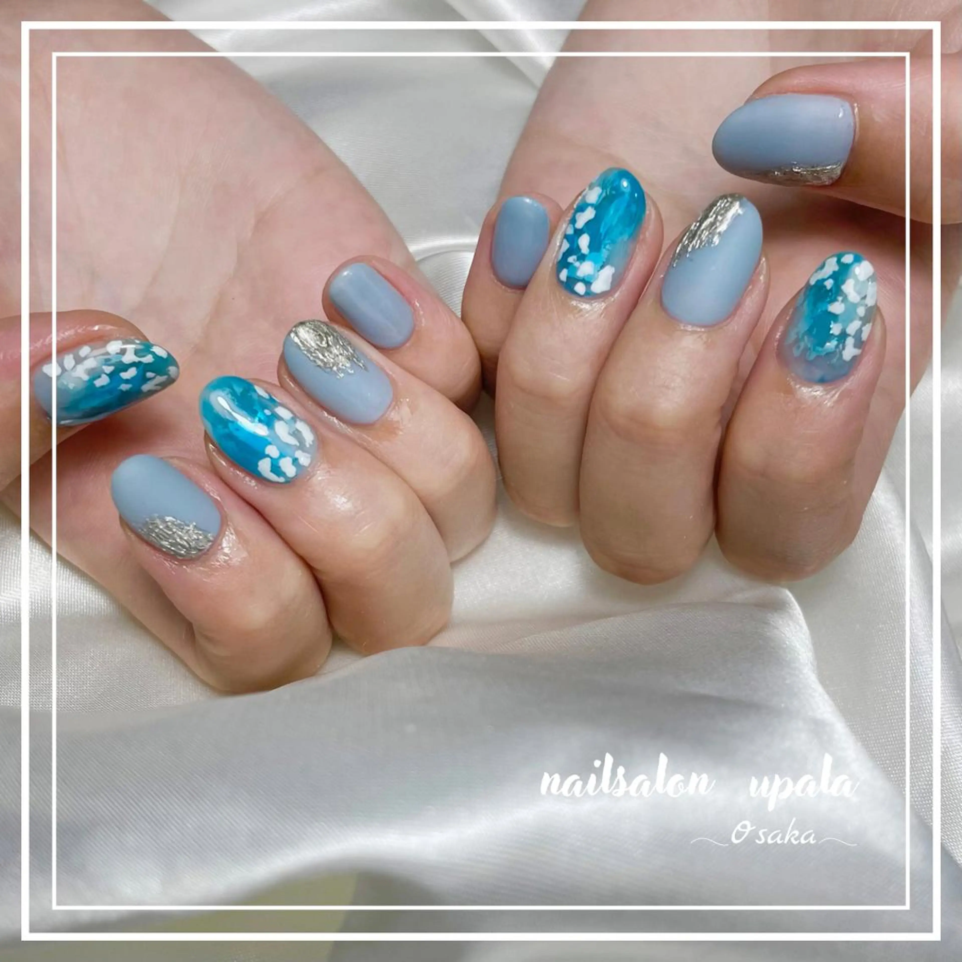ネイル ブルー ニュアンスネイル ワンカラーネイル 夏ネイル ハンドネイル upala Mayukoのネイルデザイン
