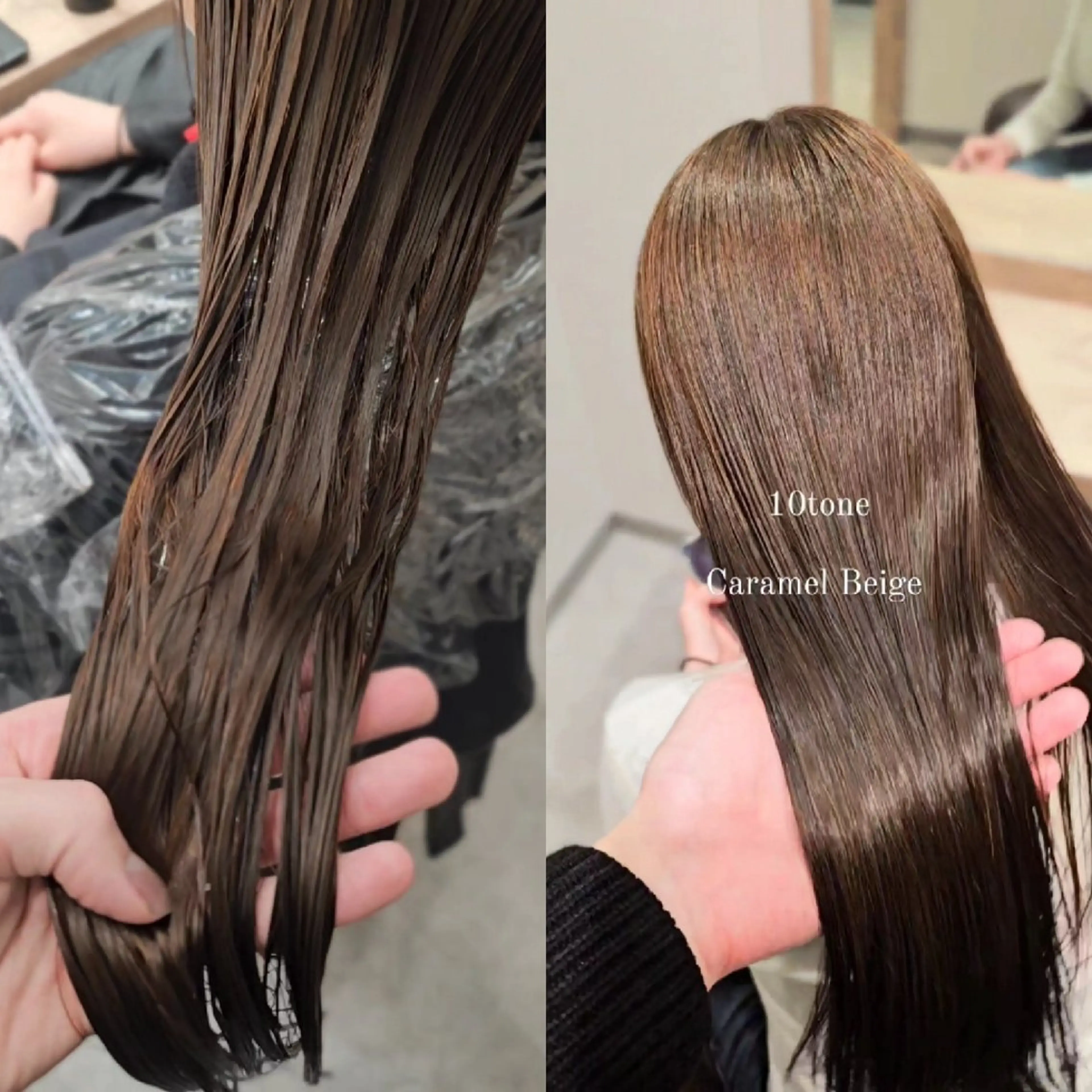 ロング カラー オレンジ カット ヘアカラー トリートメント 縮毛矯正をしている人 のためのカラーのヘアスタイル