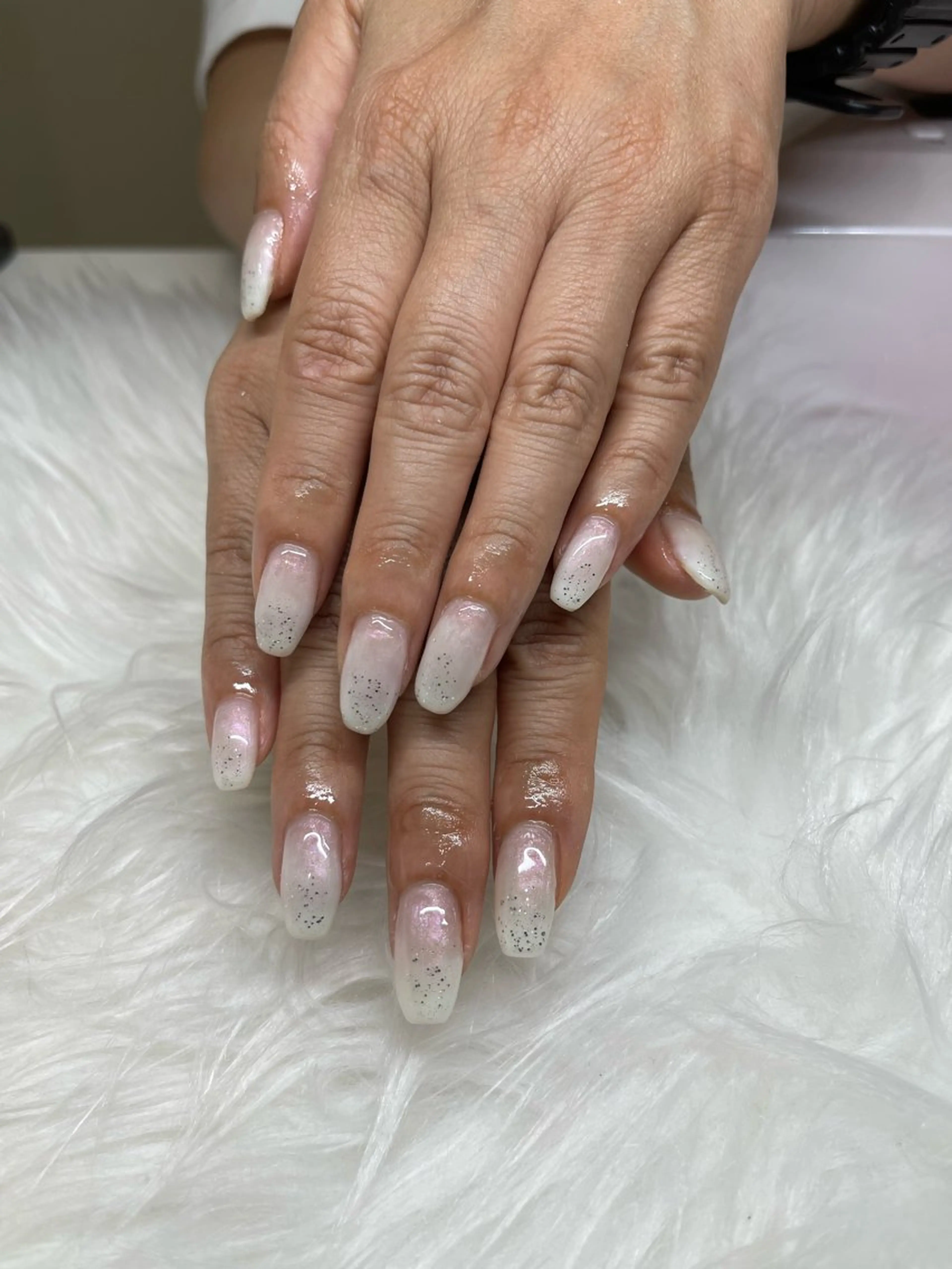 ネイル ジェルネイル 韓国ネイル ラメ(グリッター) ラメグラデーション 水色 ハンドネイル 舞 ねいるのネイルデザイン