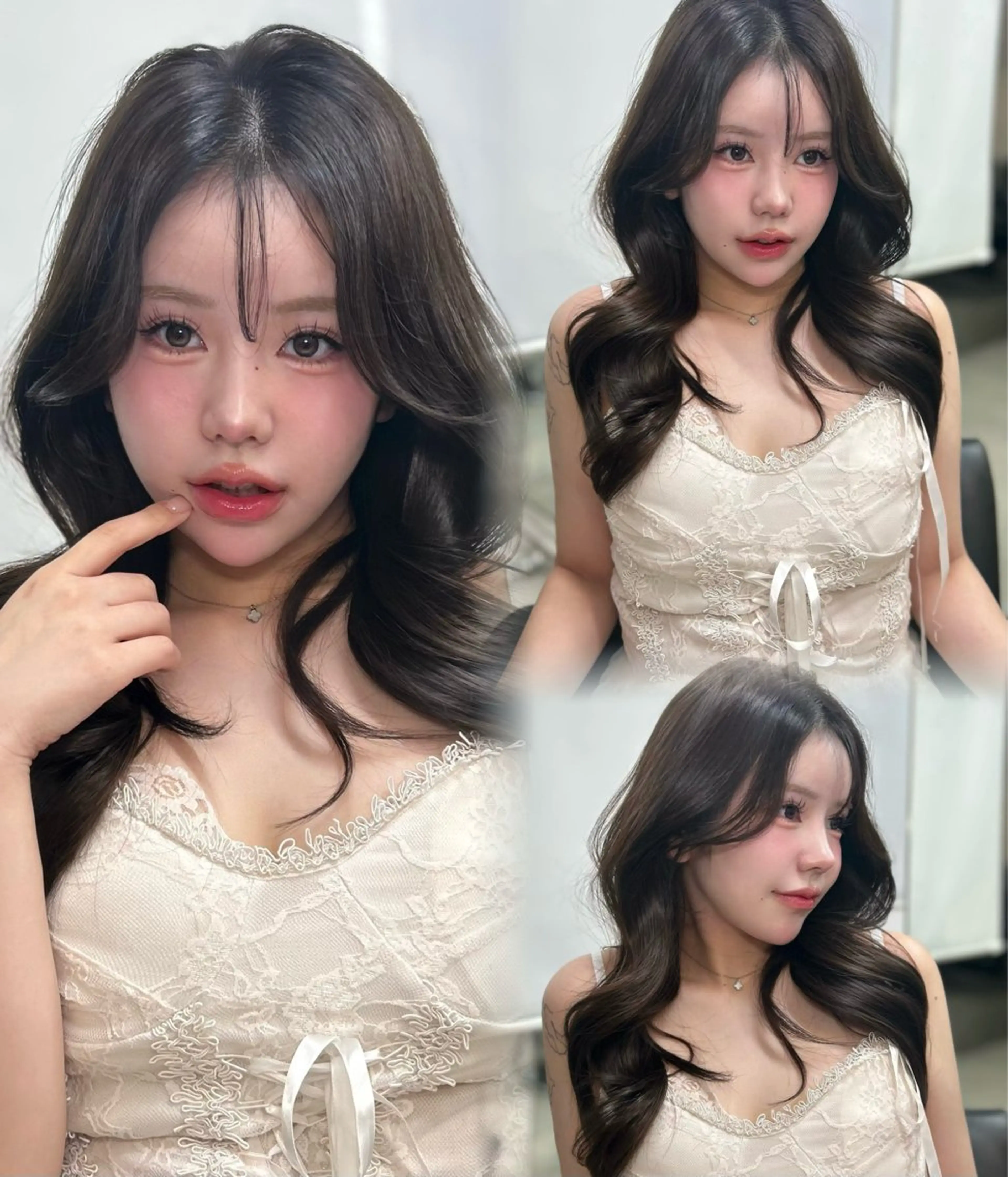 セミロング カラー ブリーチ 透明感カラー ハイトーンカラー ブリーチなしカラー ボブ 梅田l大人韓国ヘア レイヤー×艶カラーのヘアスタイル