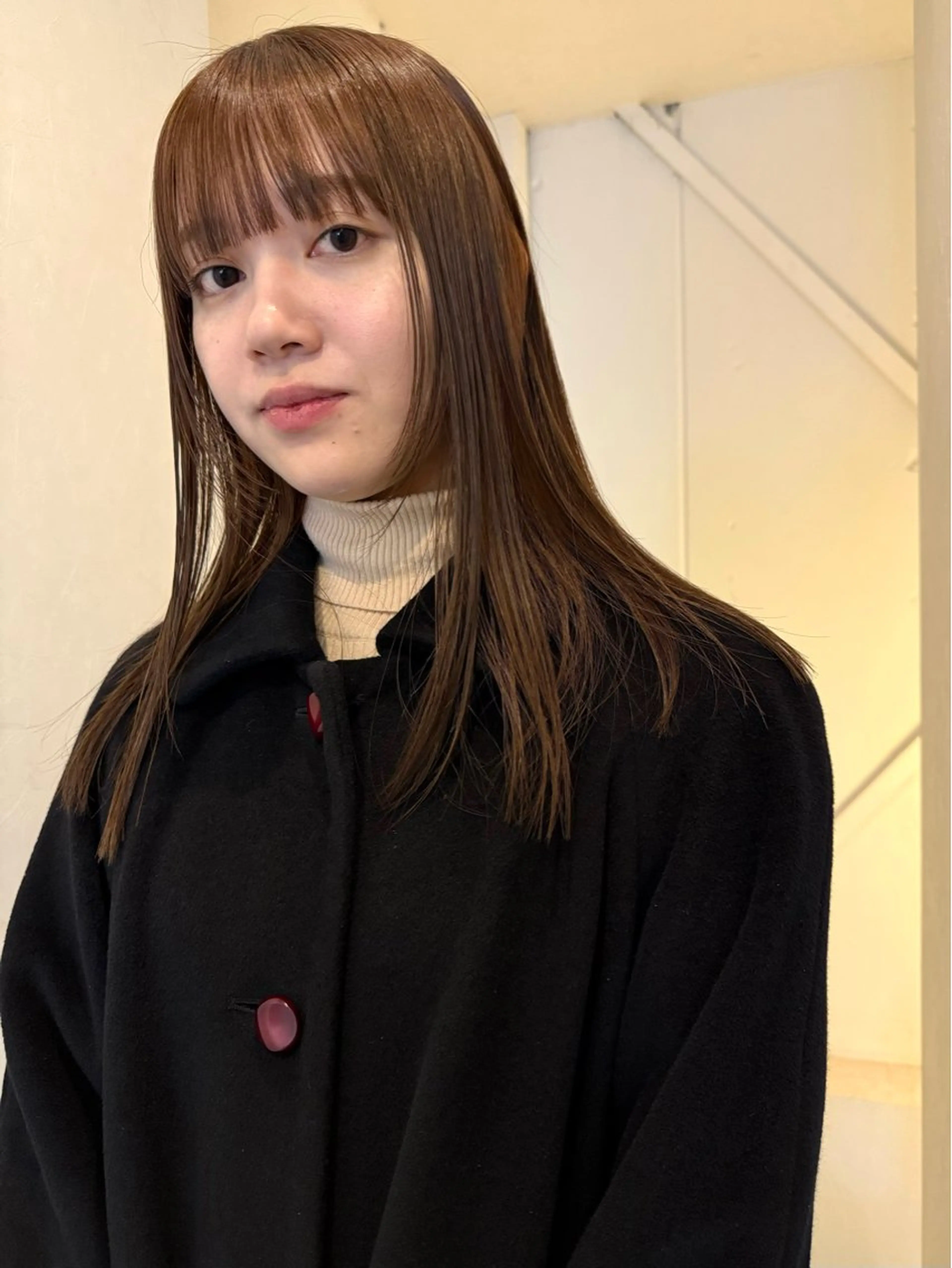 セミロング カラー ブラウンカラー イルミナカラー ワイドバング カット ヘアカラー 森貴裕/ベージュ/ パーマ/オリーブのヘアスタイル