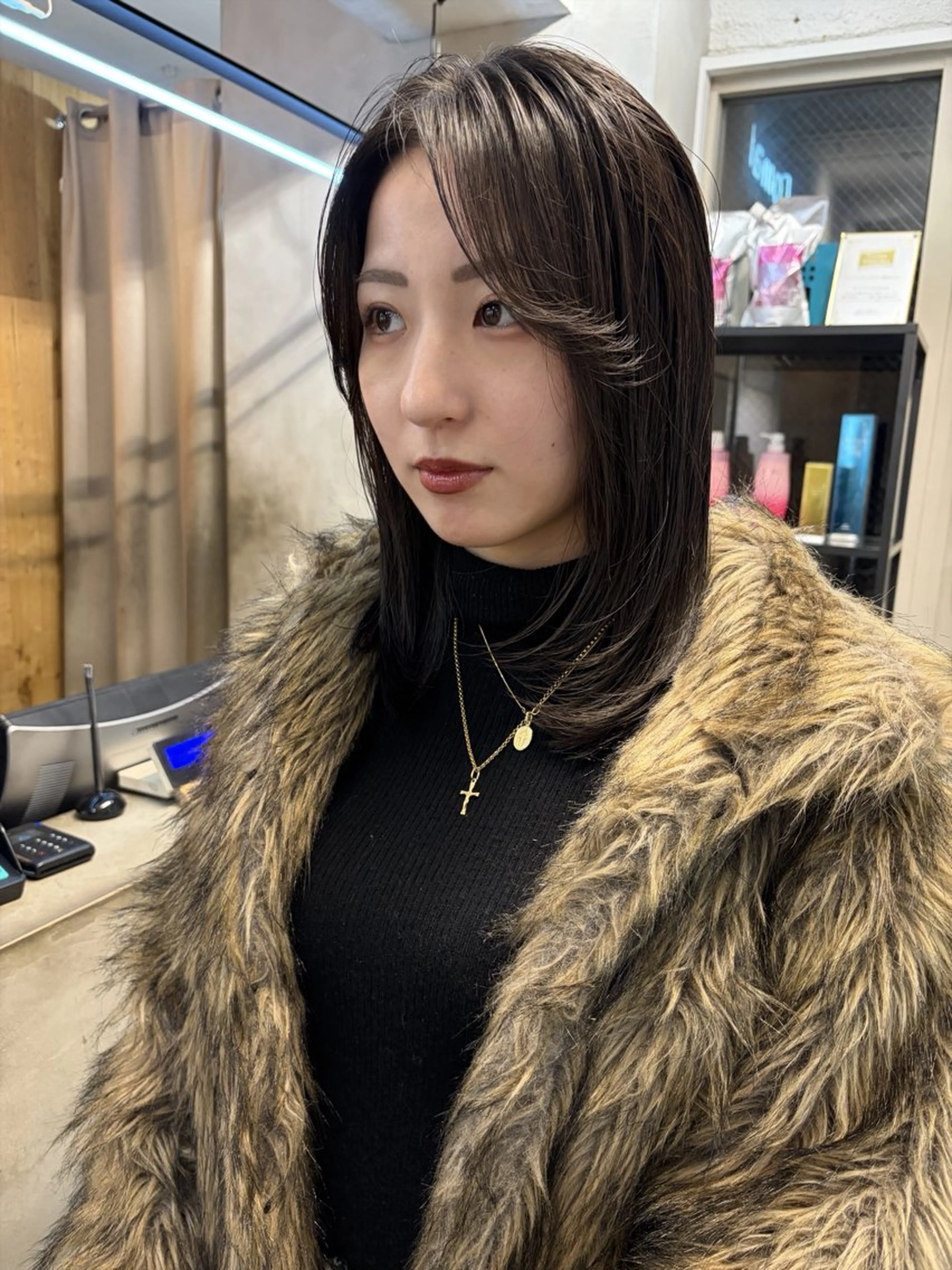 セミロング カラー カット ヘアカラー トリートメント 赤み消しカラー/ オリーブ/トモキのヘアスタイル