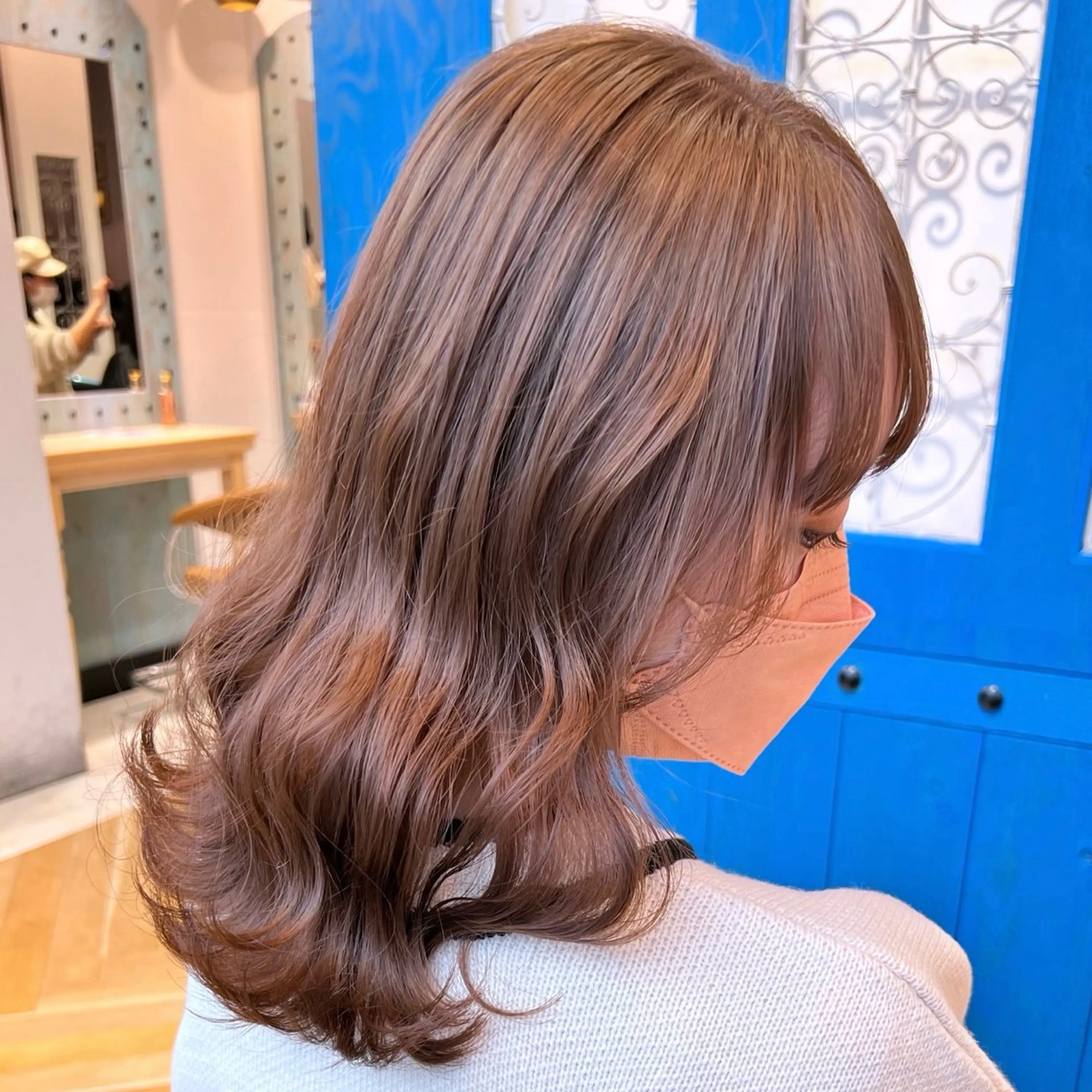 ミディアム カラー ベージュカラー 透明感カラー ピンクカラー ピンクベージュ ヘアカラー トリートメント ブリーチなし/暖色/ 透明感/ririkaのヘアスタイル