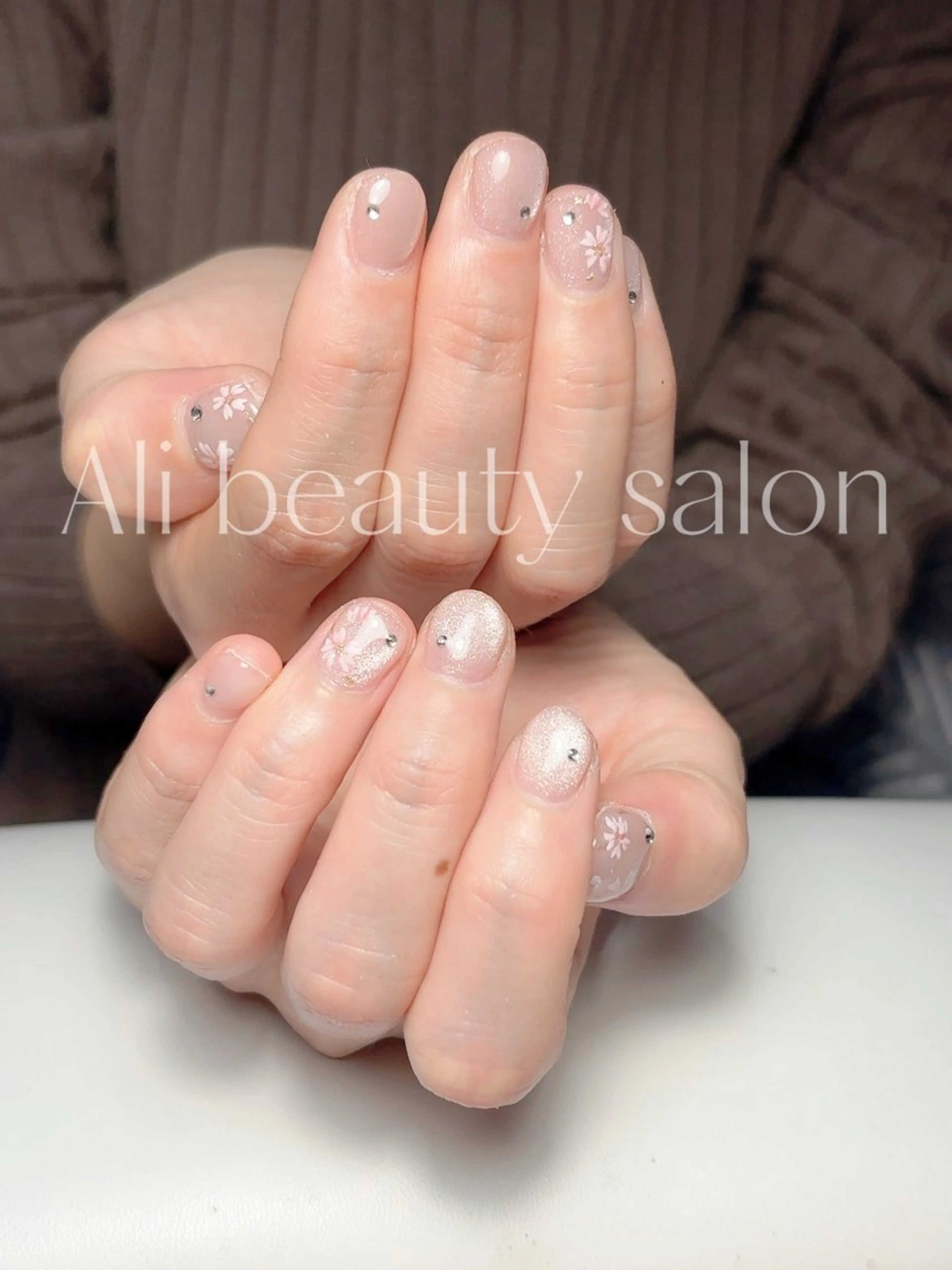 ネイル 桜ネイル マグネットネイル ハンドネイル Ali 新小岩 ネイル専門のネイルデザイン