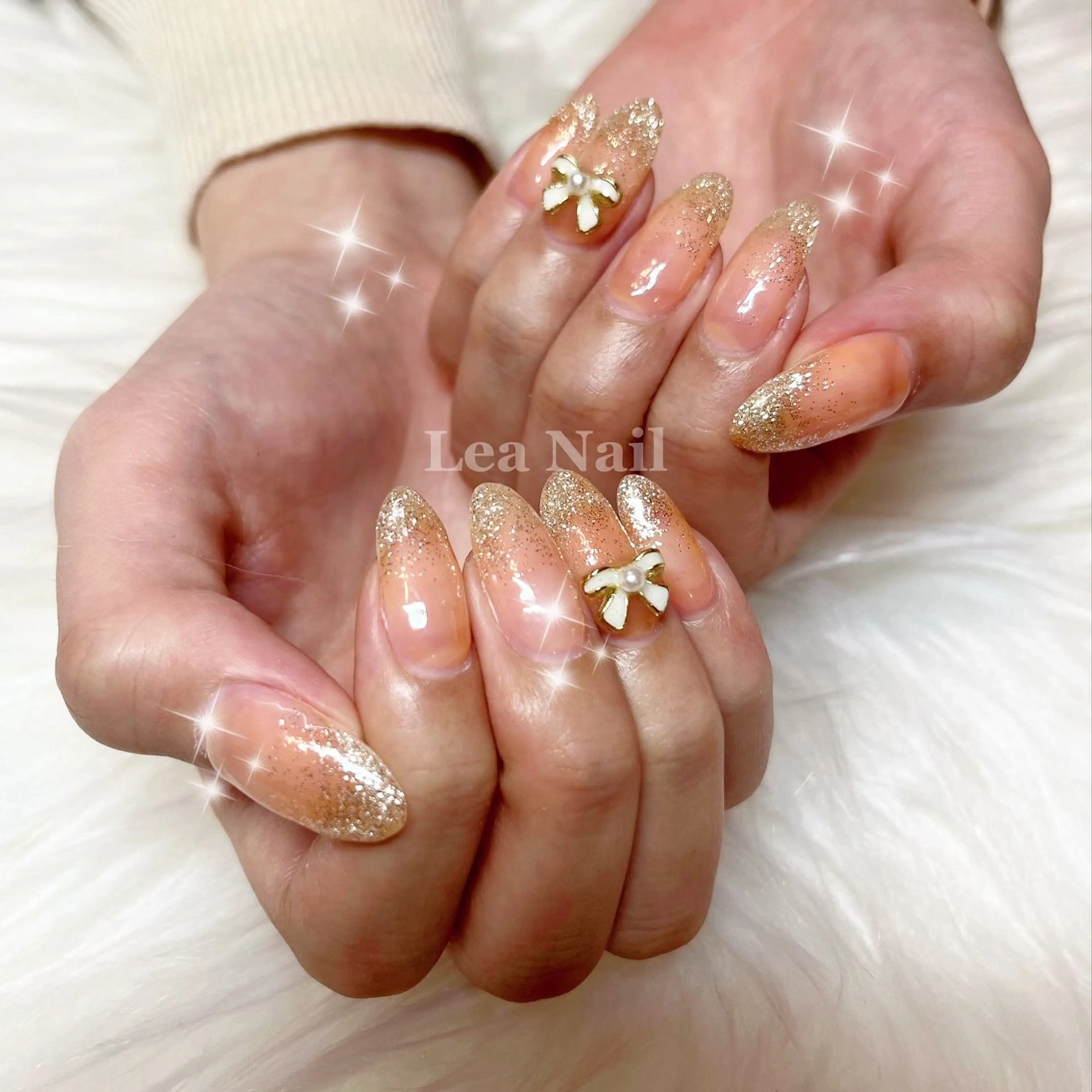 ネイル クリアネイル オレンジ ハンドネイル Lea Nailのネイルデザイン