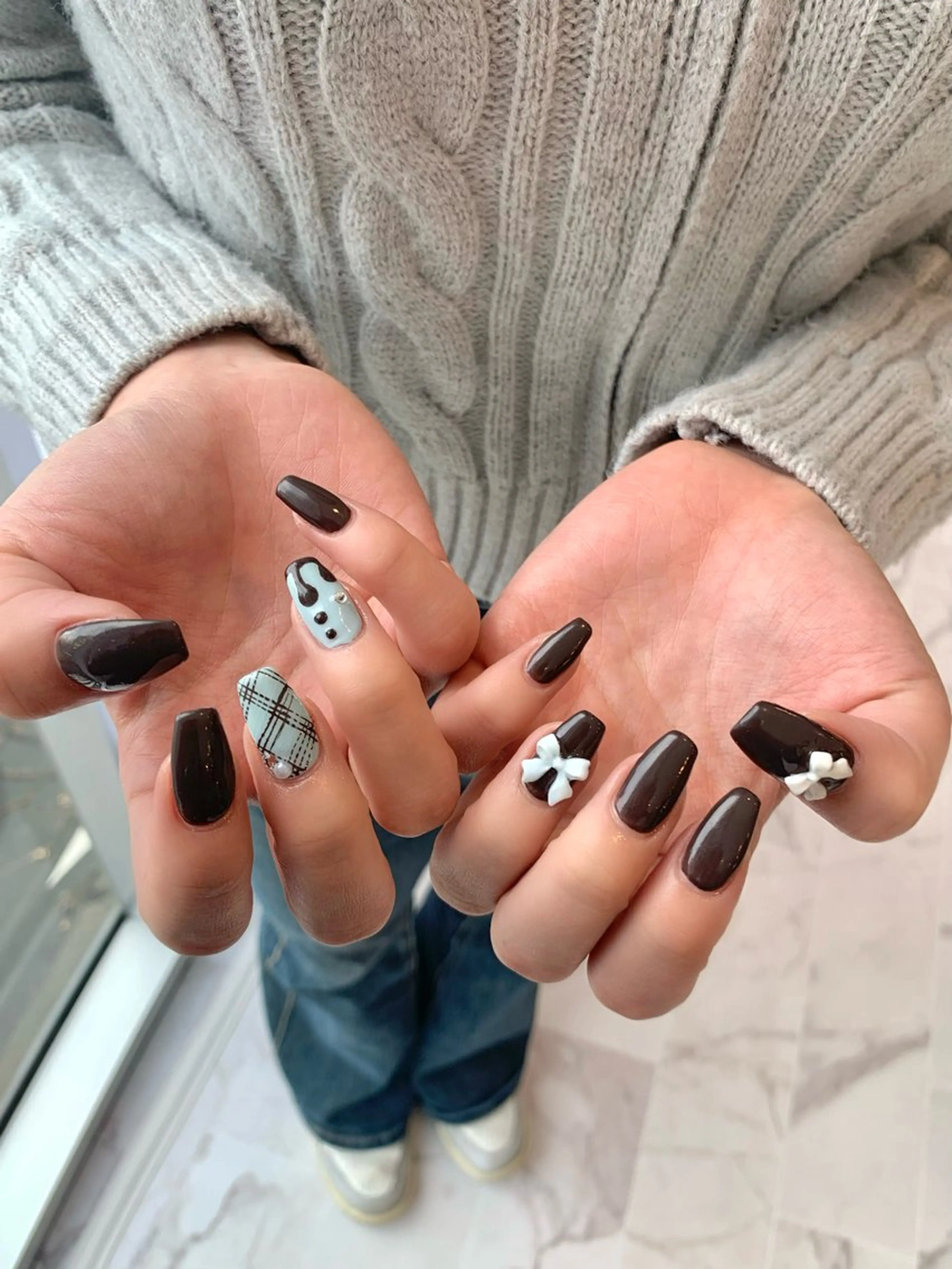 ネイル リボン バレンタイン 【ANEMONA】 NIHOのマツエク・マツパデザイン