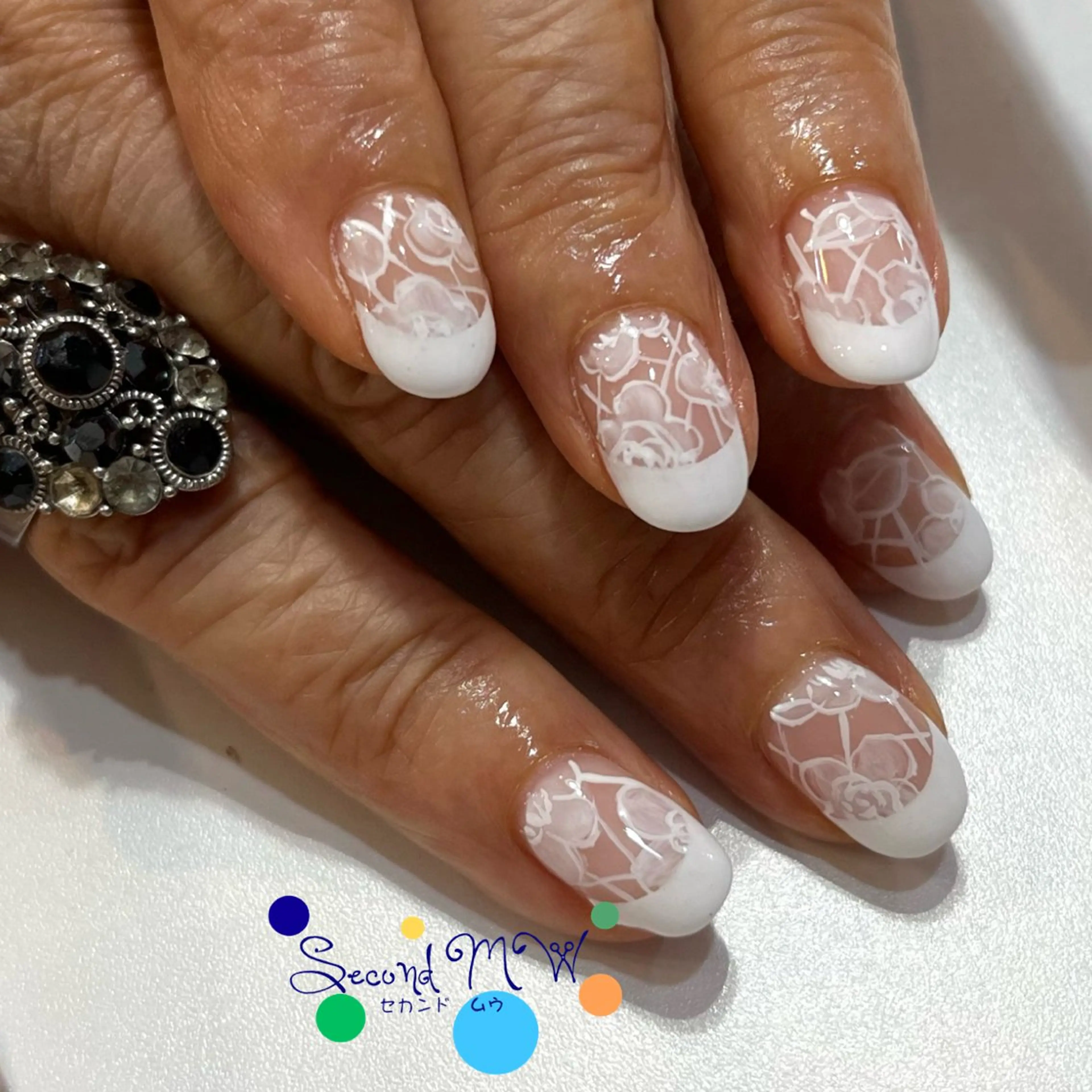 ネイル フレンチネイル レース ハンドネイル Second   MW所属・SecondMW _nail 　川連のネイルデザイン