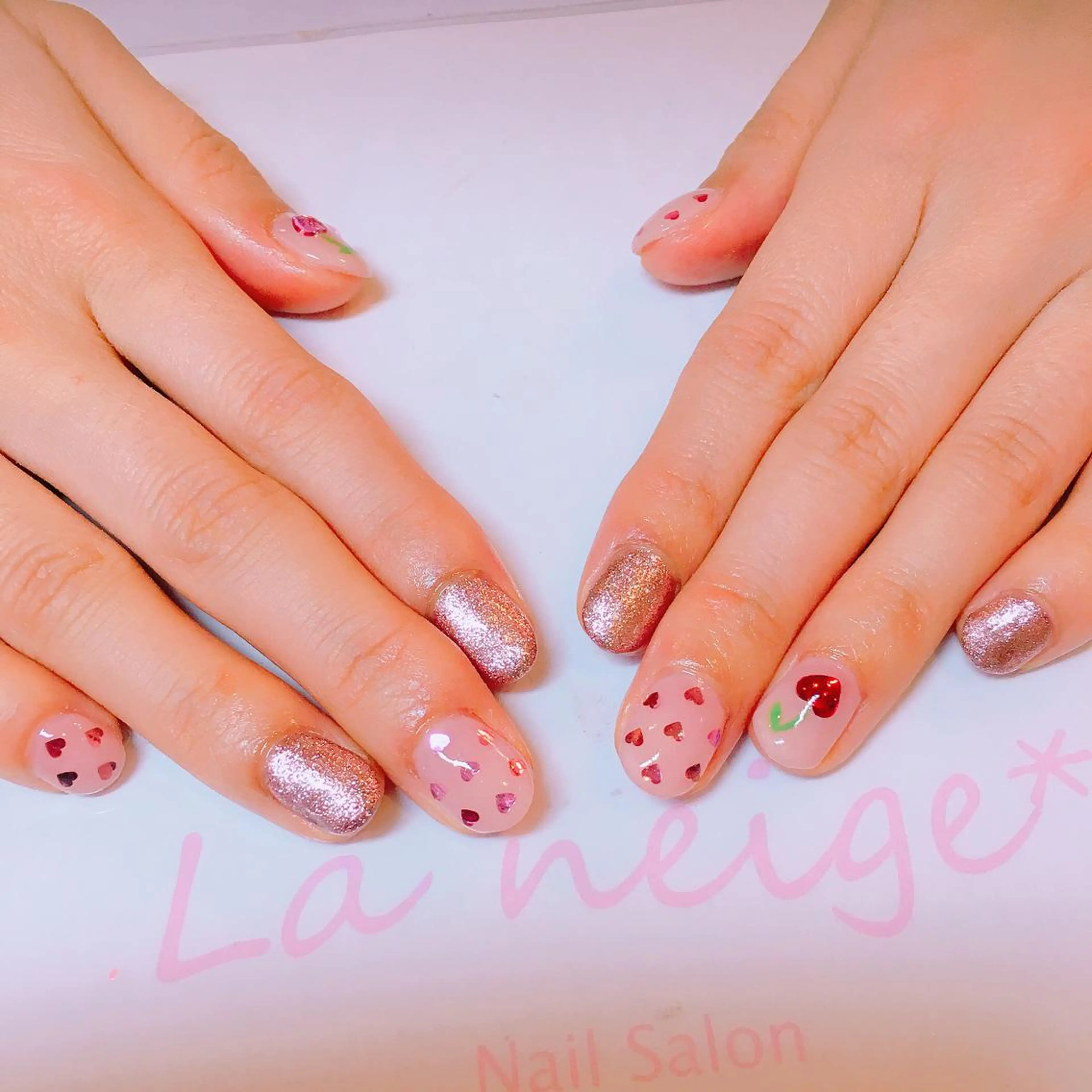 ネイル ハート La neige* yuki 🐩🌙のネイルデザイン