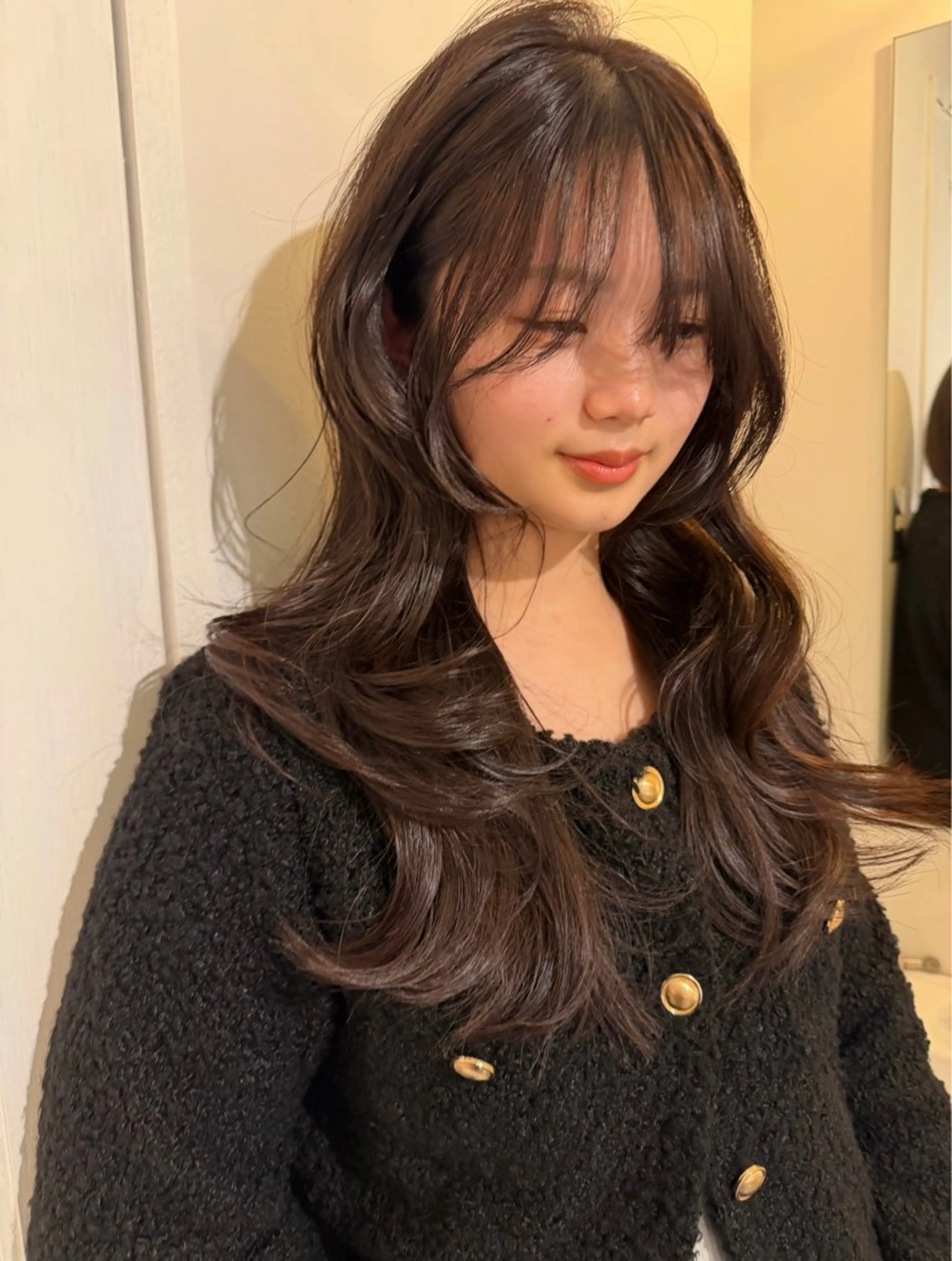 ロング レイヤーカット ヘアカラー トリートメント 蘭々/レイヤーカット /ナチュラルヘアのヘアスタイル