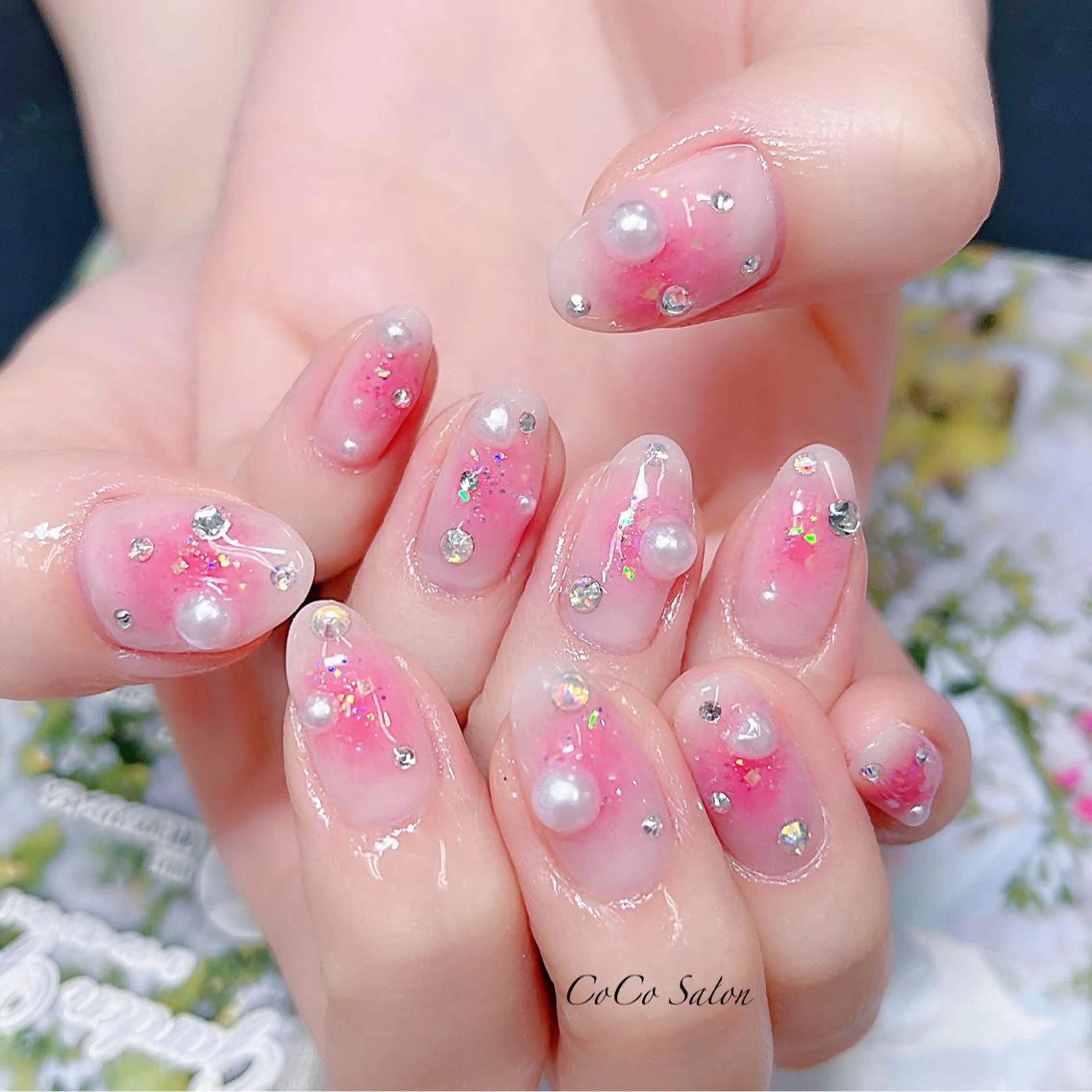 ネイル チークネイル 長さ出し ジェルネイル グラデーション オフィスネイル ハンドネイル CoCoSalon ネイル/まつ毛予約のネイルデザイン