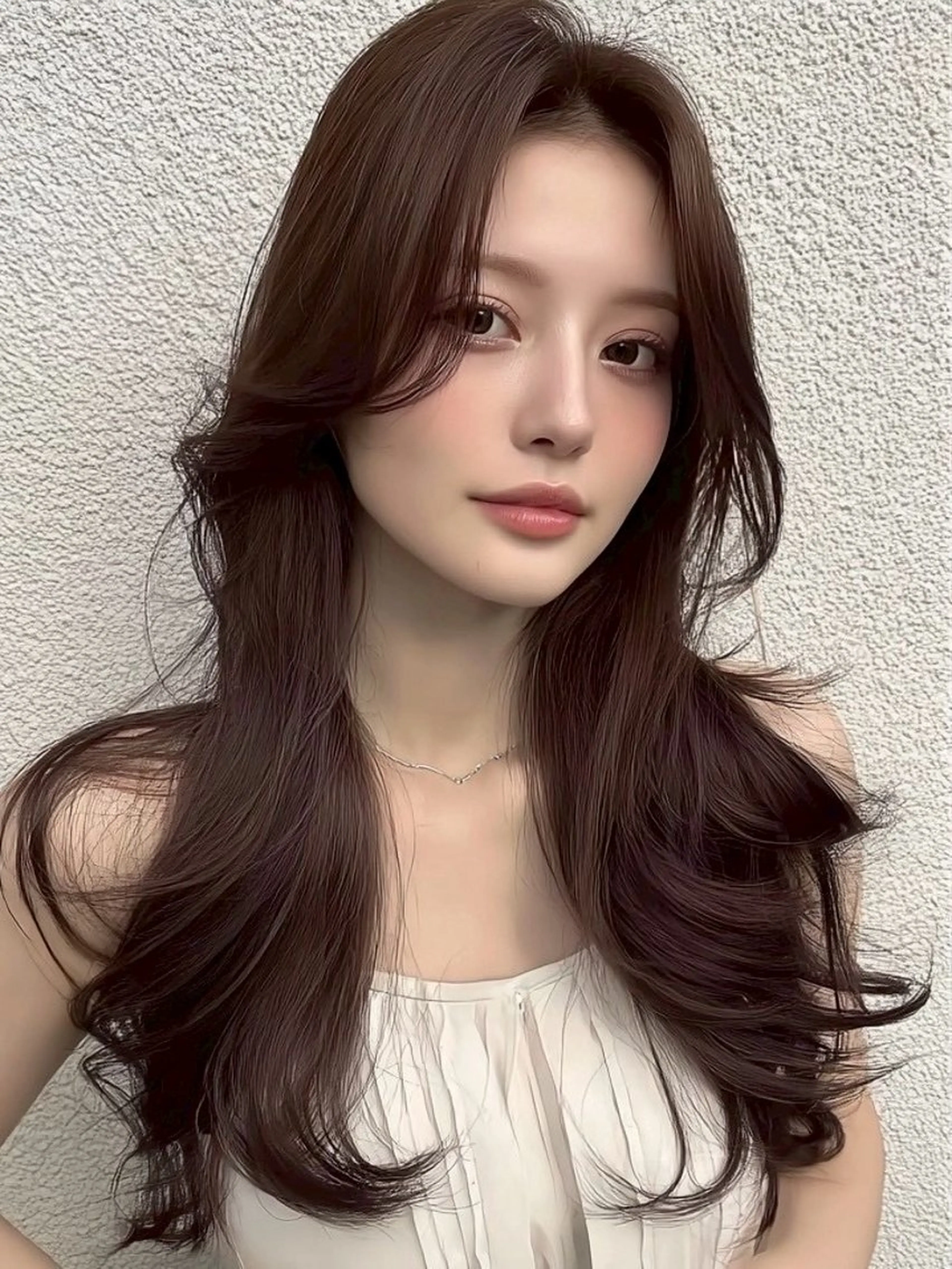 ロング カラー 髪質改善 韓国風ヘア 縮毛矯正 ヘアカラー 西 優衣奈のヘアスタイル