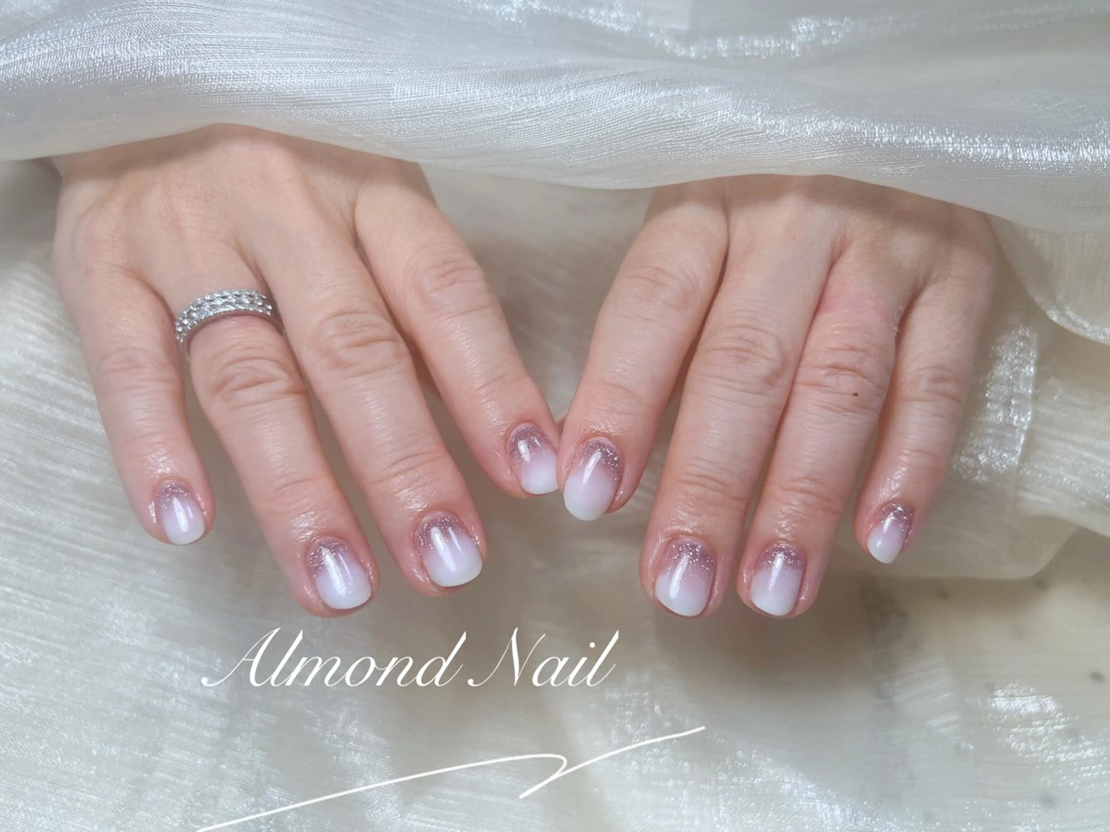 ネイル 長さ出し フラッシュネイル フットネイル フレンチネイル ジェルネイル Almond Nail 亀戸のネイルデザイン