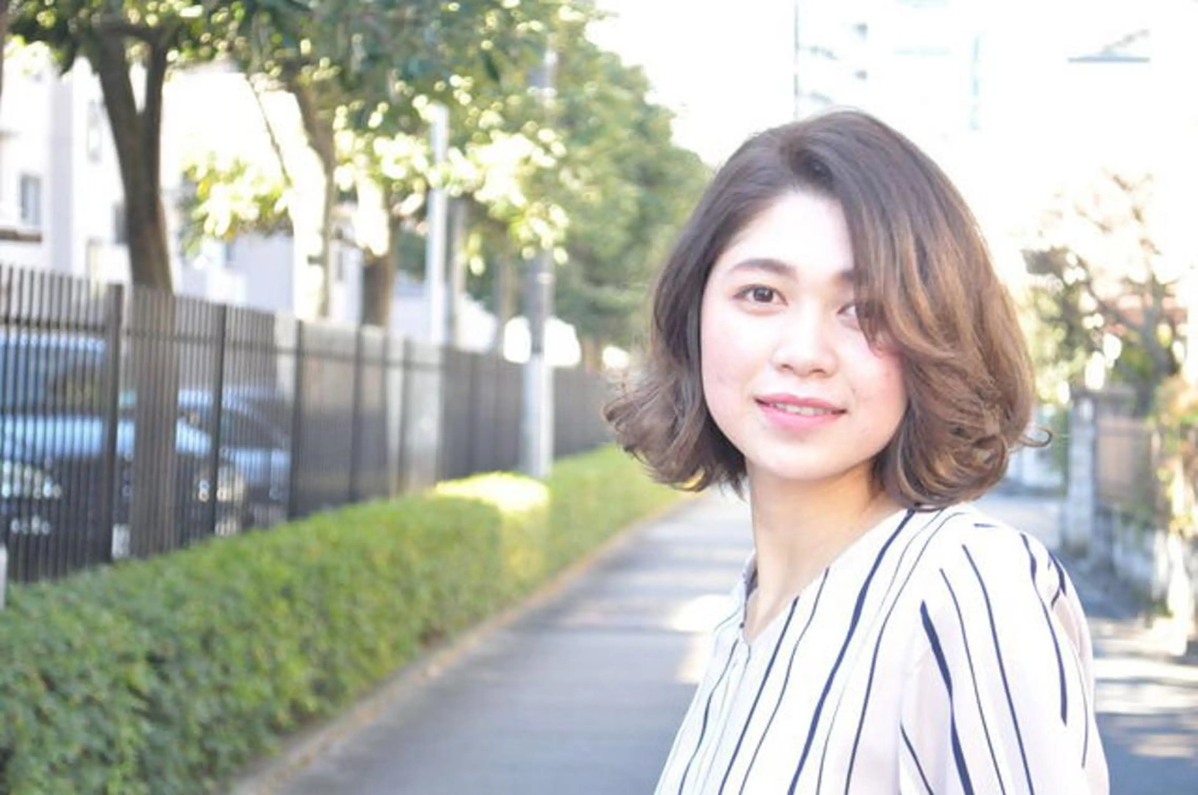 ミディアム カラー パーマ ベージュカラー ボブ 外ハネヘア カット ヘアカラー 韓国ヘア×髪質改善 ⭐️谷遼平⭐️のヘアスタイル