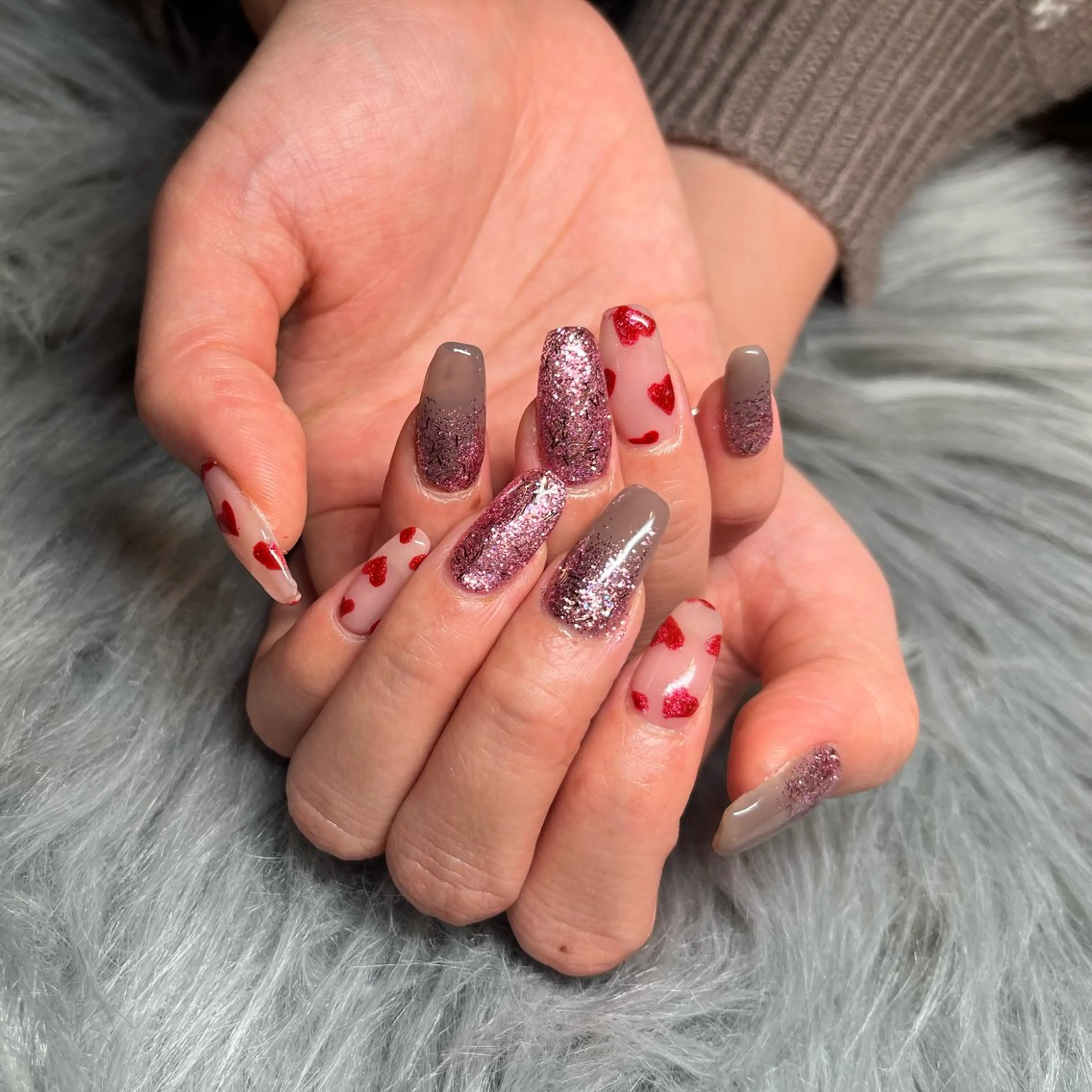 ネイル ハート 持ち込み バレンタイン DariL Ayaのネイルデザイン